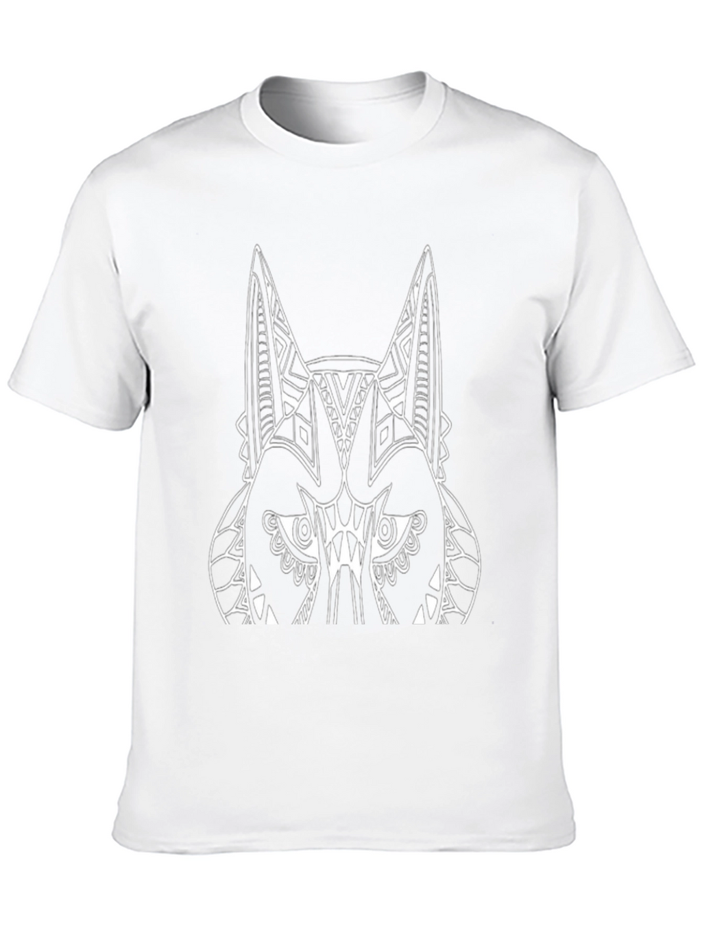 Tribal Wolf Graphic Tee - Black Cotton T-Shirt