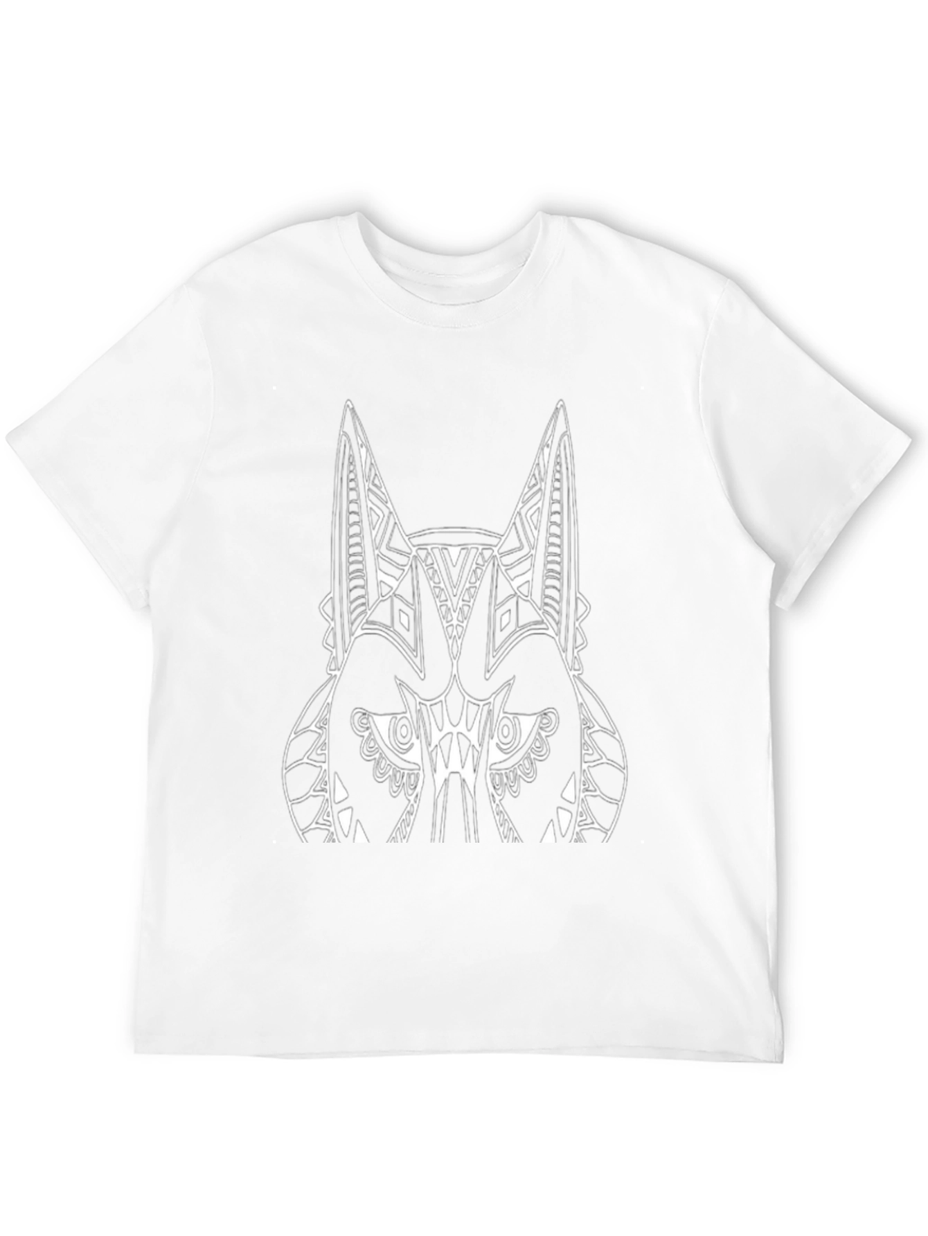 Tribal Wolf Graphic Tee - Black Cotton T-Shirt