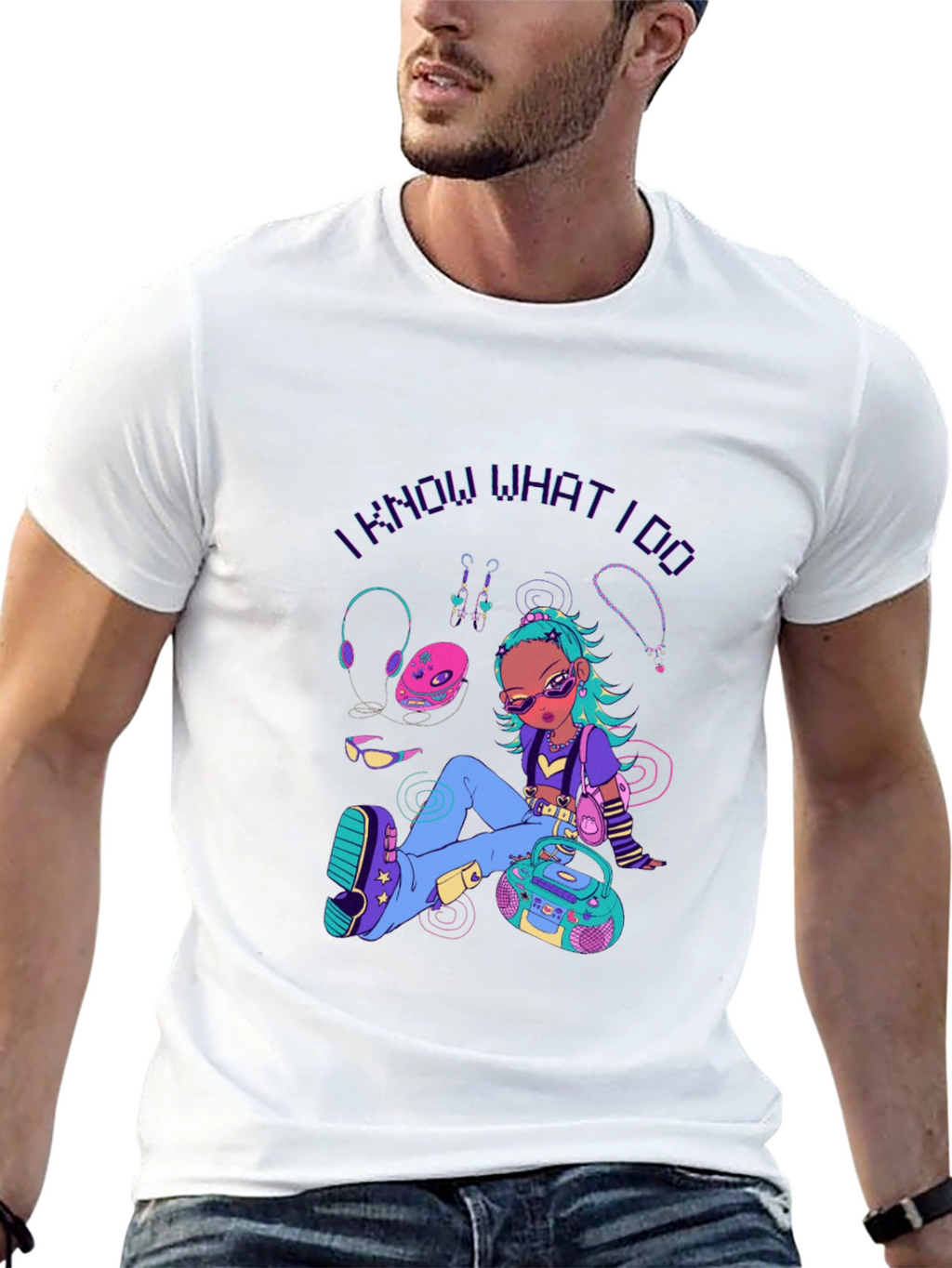 Retro Cartoon Graphic Print Black T-Shirt
