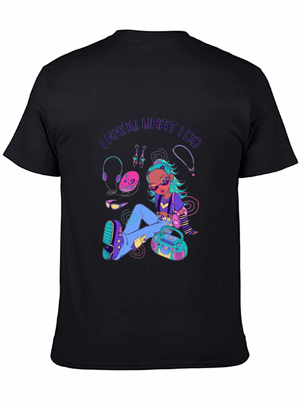 Retro Cartoon Graphic Print Black T-Shirt