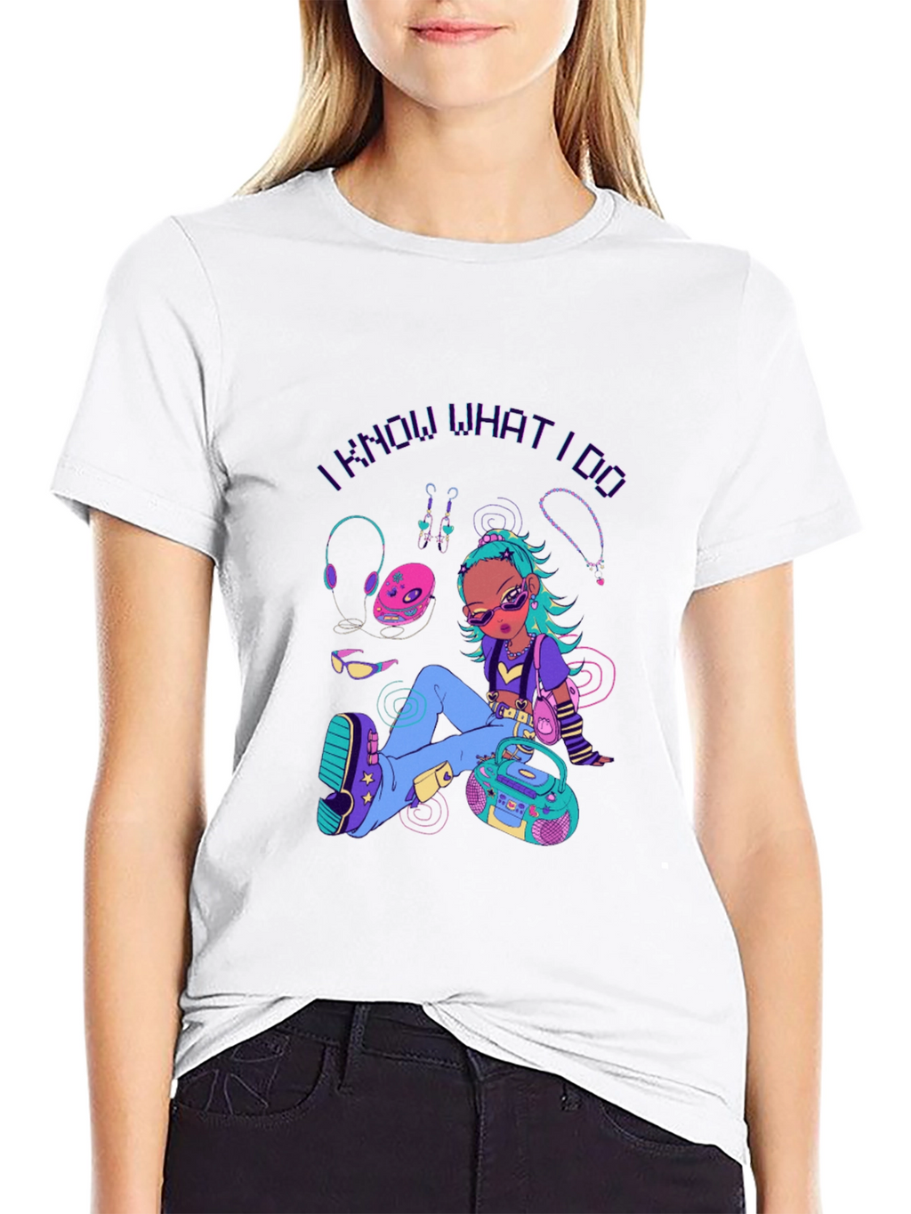 Retro Cartoon Graphic Print Black T-Shirt