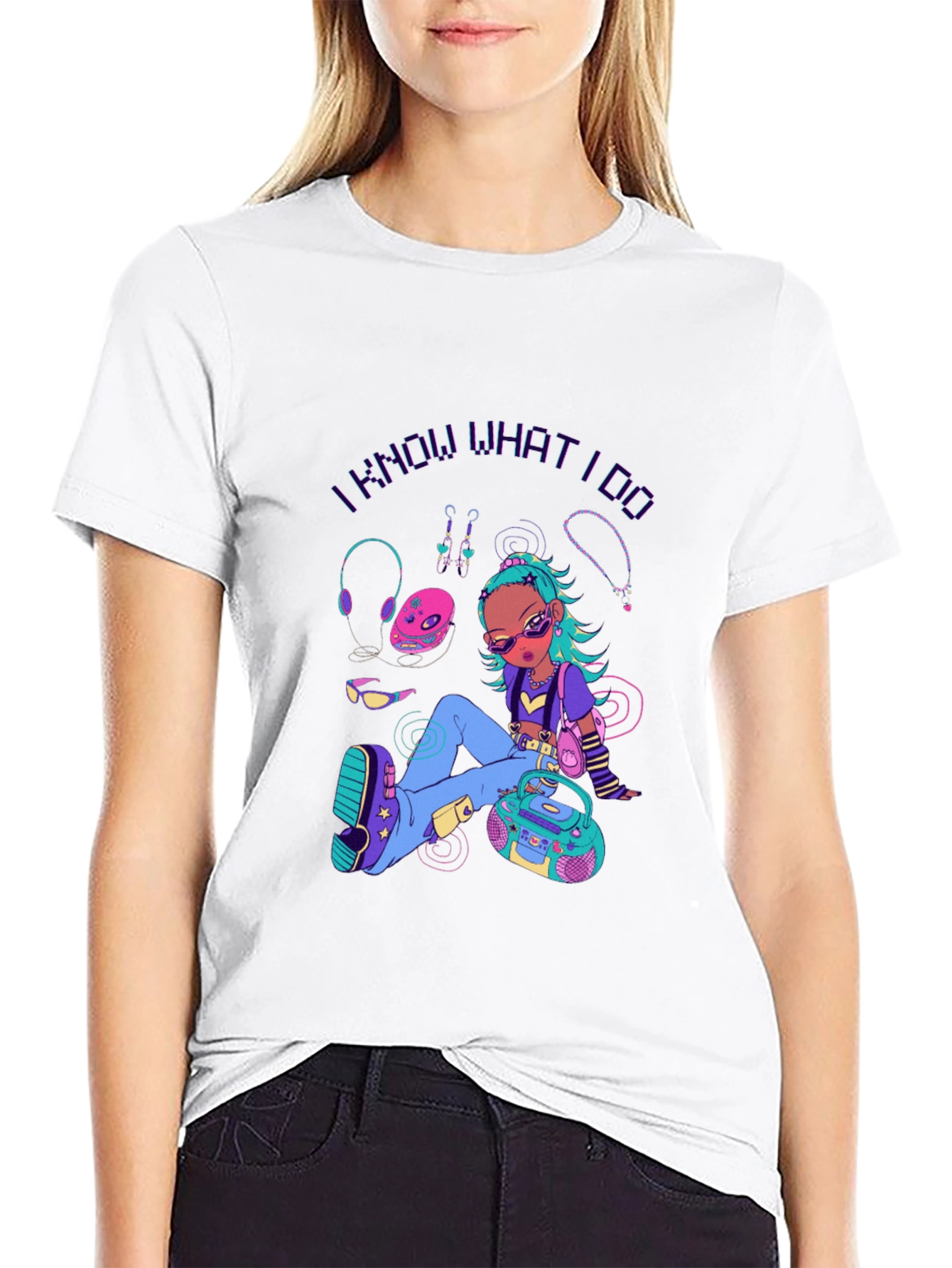 Retro Cartoon Graphic Print Black T-Shirt