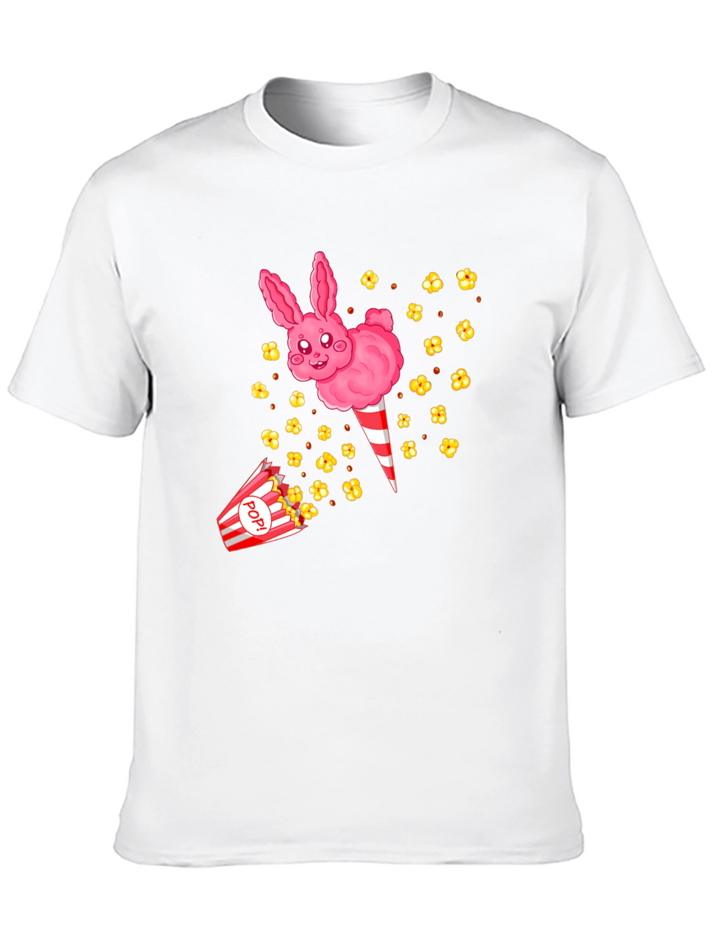 Cute Cotton Candy Bunny Black T-Shirt
