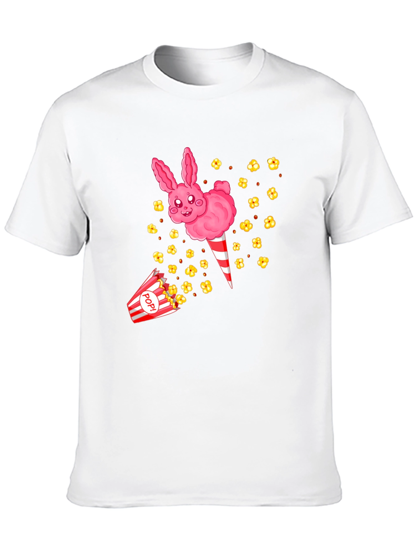 Cute Cotton Candy Bunny Black T-Shirt