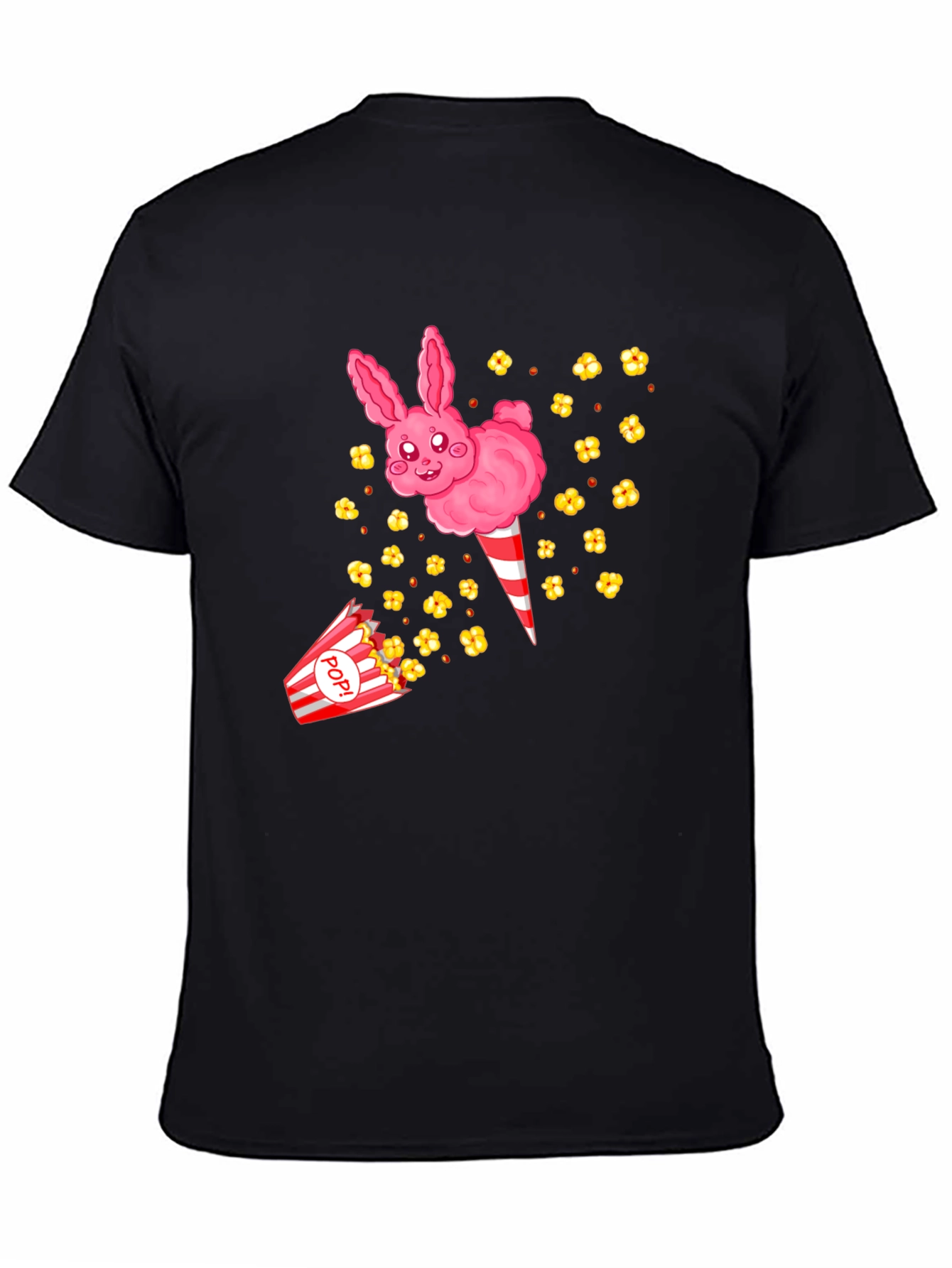 Cute Cotton Candy Bunny Black T-Shirt