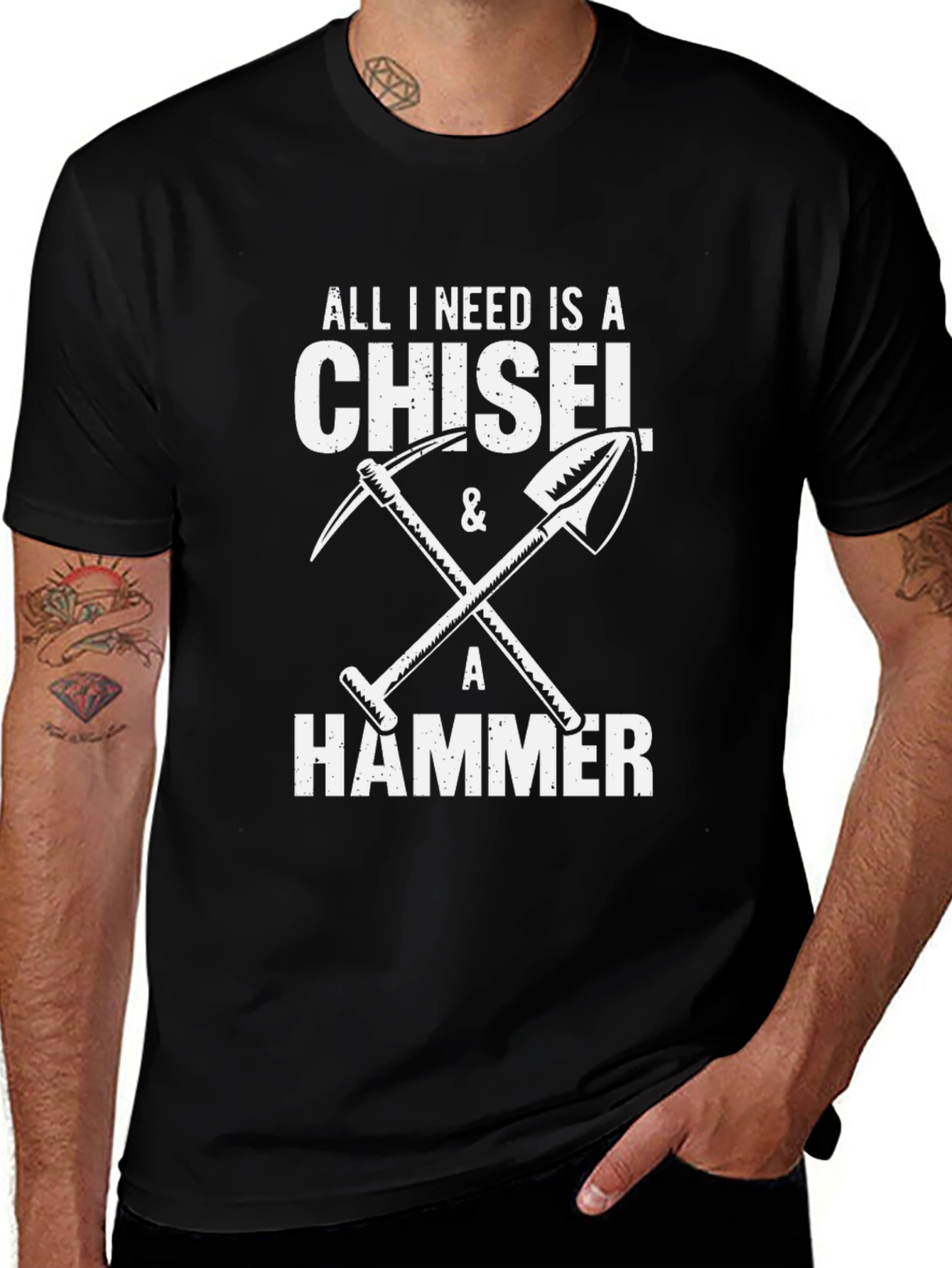 Chisel & Hammer Graphic Tee - Black Cotton T-Shirt