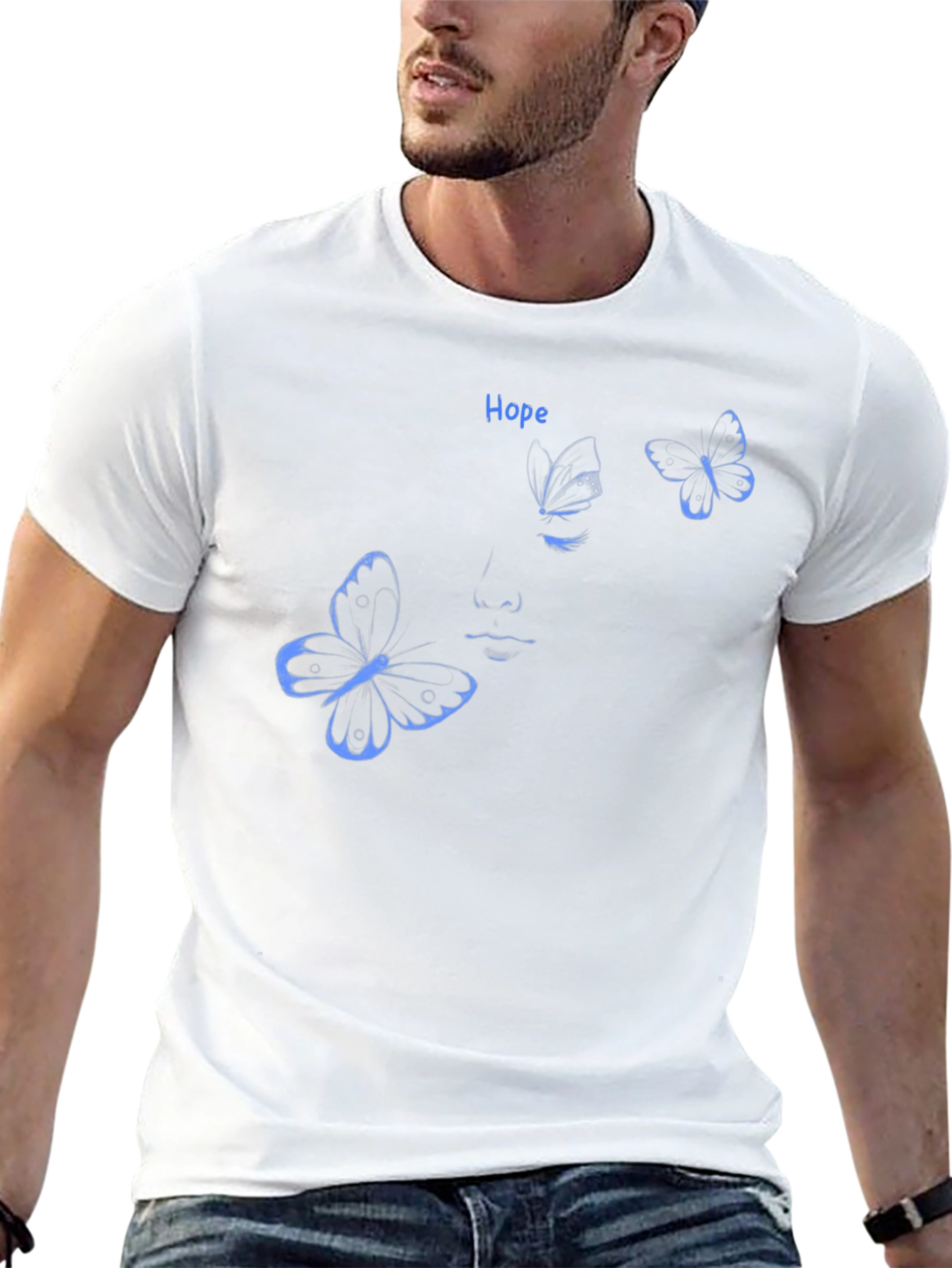 Hope Butterfly Graphic Black T-Shirt