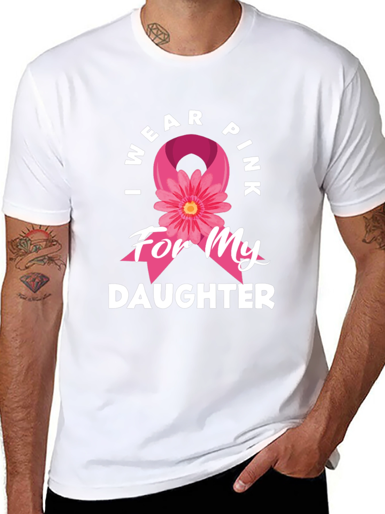 I Wear Pink for My Daughter Breast Cancer Awareness T-Shirt