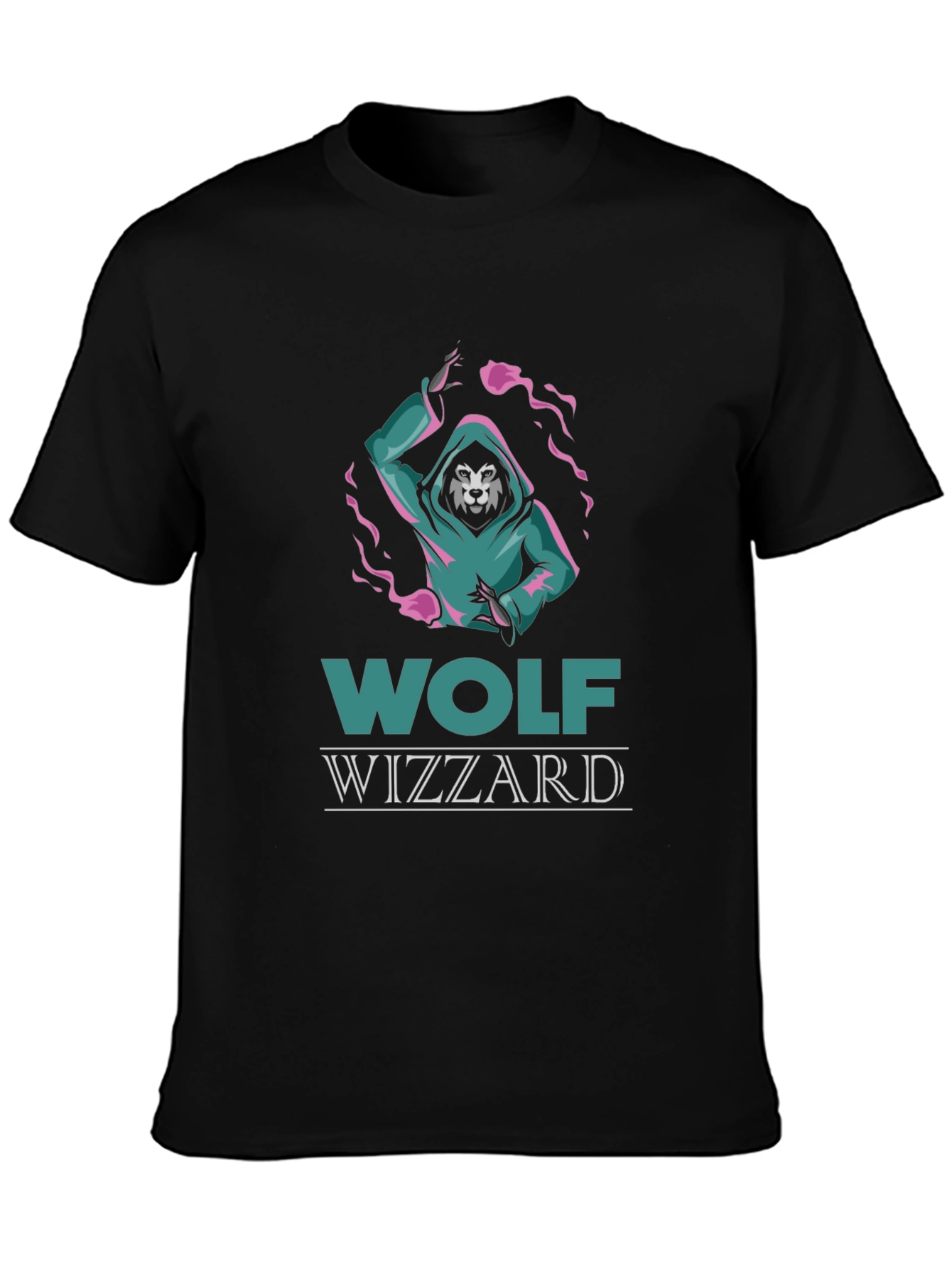 Wolf Wizzard Graphic Tee - Cool Black T-Shirt