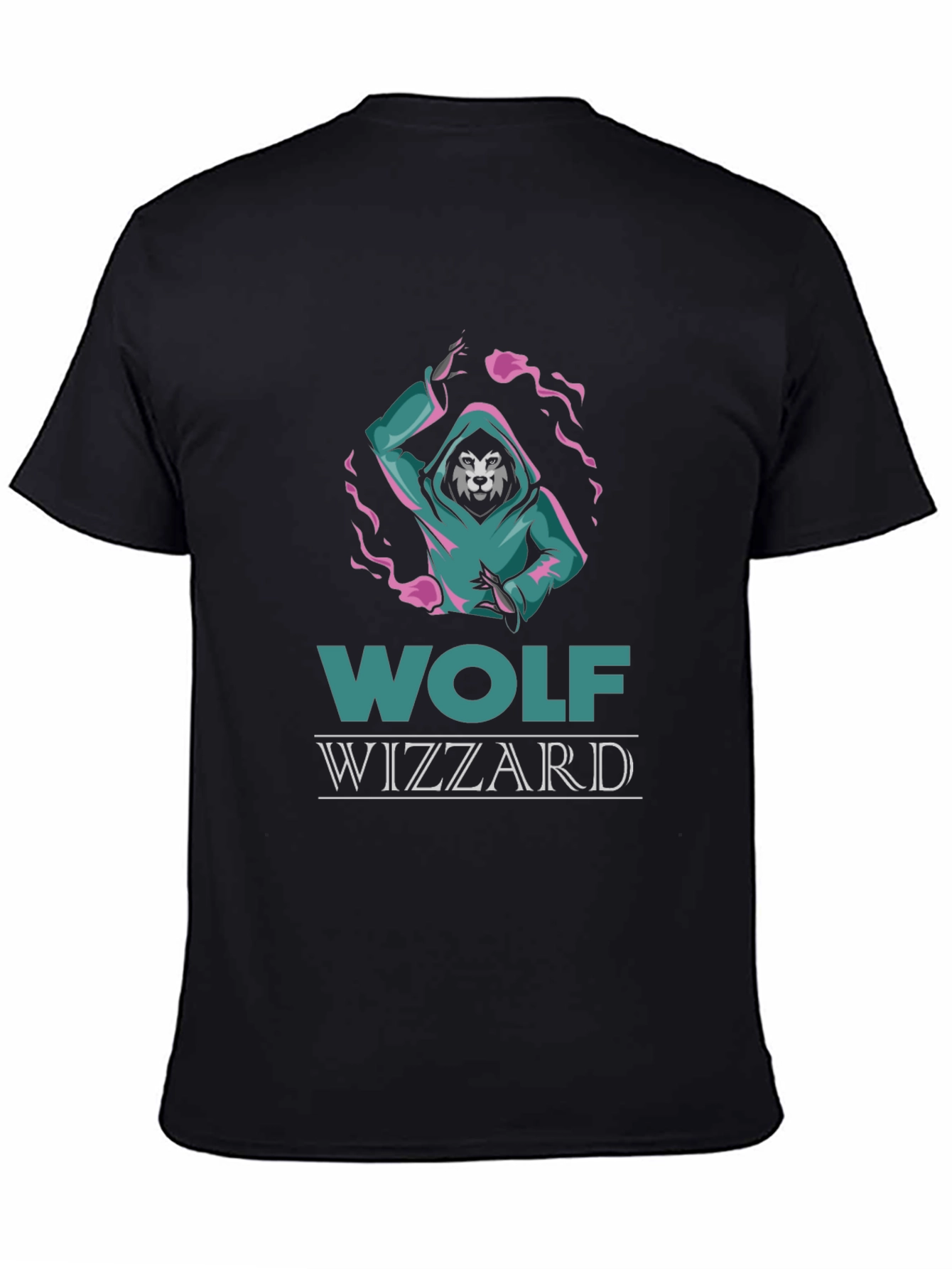 Wolf Wizzard Graphic Tee - Cool Black T-Shirt