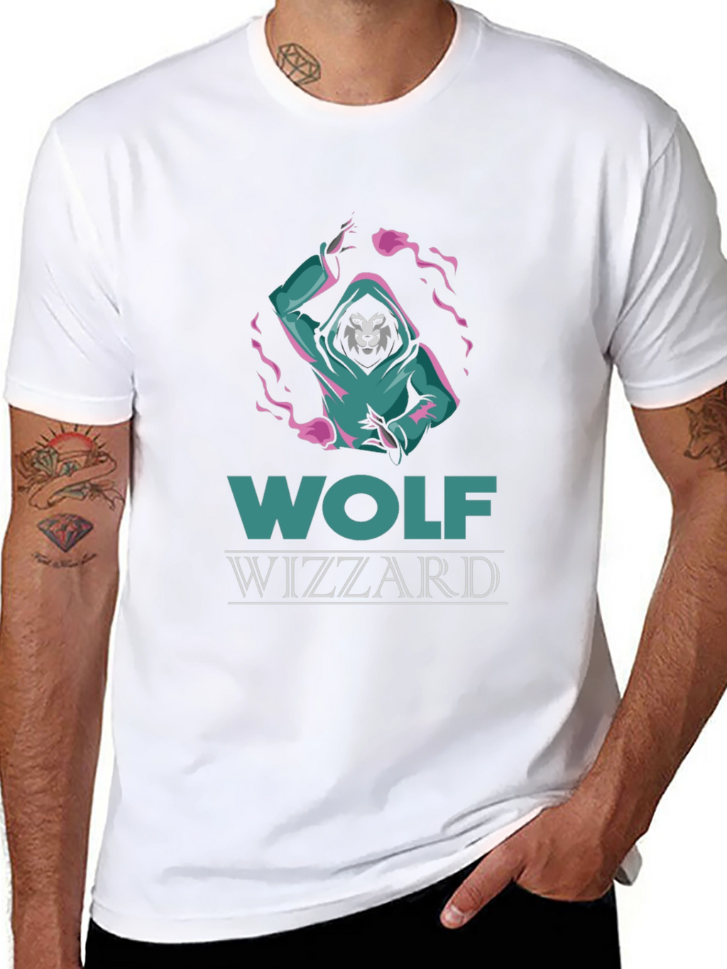 Wolf Wizzard Graphic Tee - Cool Black T-Shirt