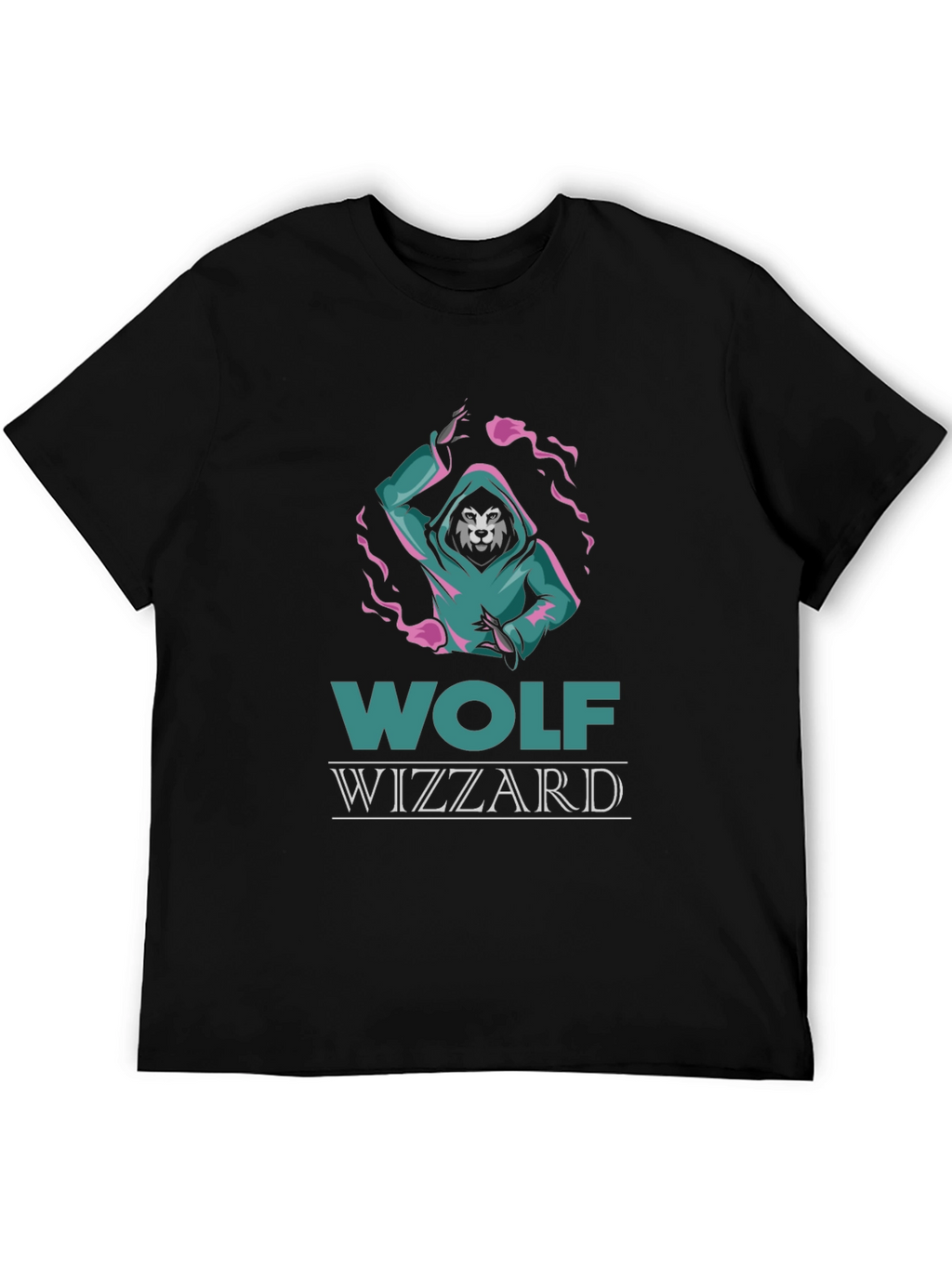 Wolf Wizzard Graphic Tee - Cool Black T-Shirt