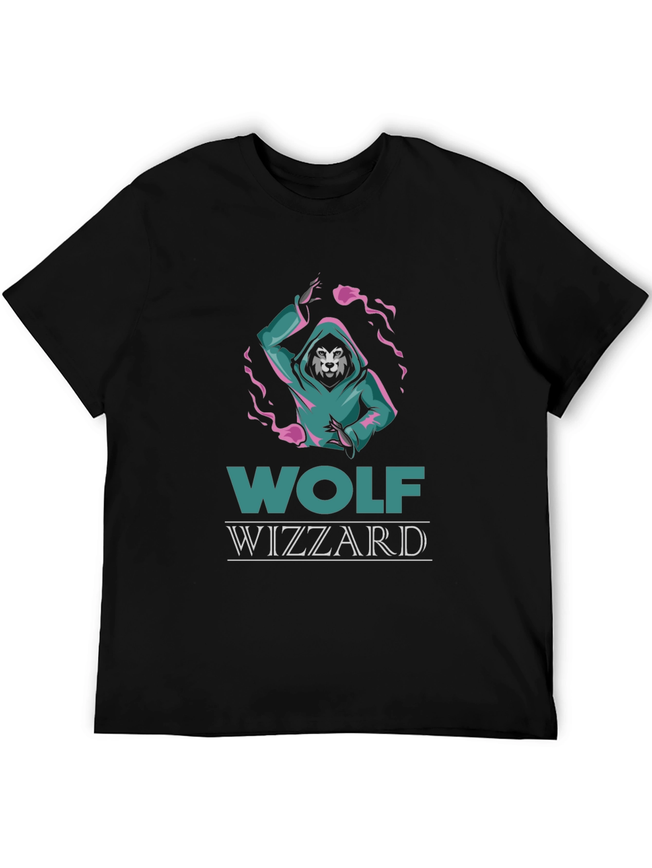 Wolf Wizzard Graphic Tee - Cool Black T-Shirt