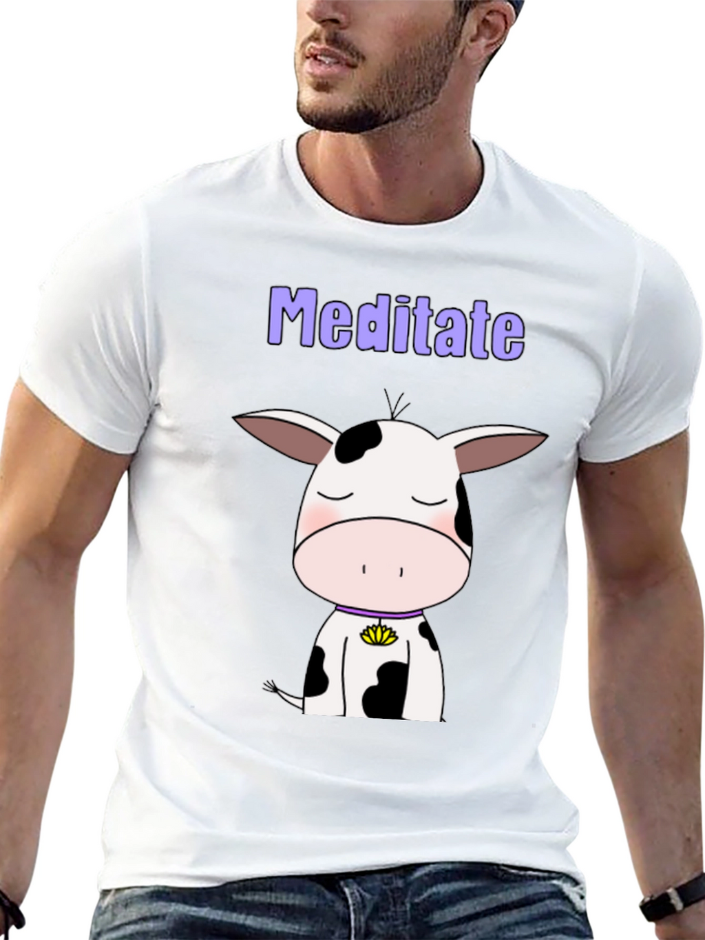 Meditate Cow T-Shirt - Zen Animal Tee