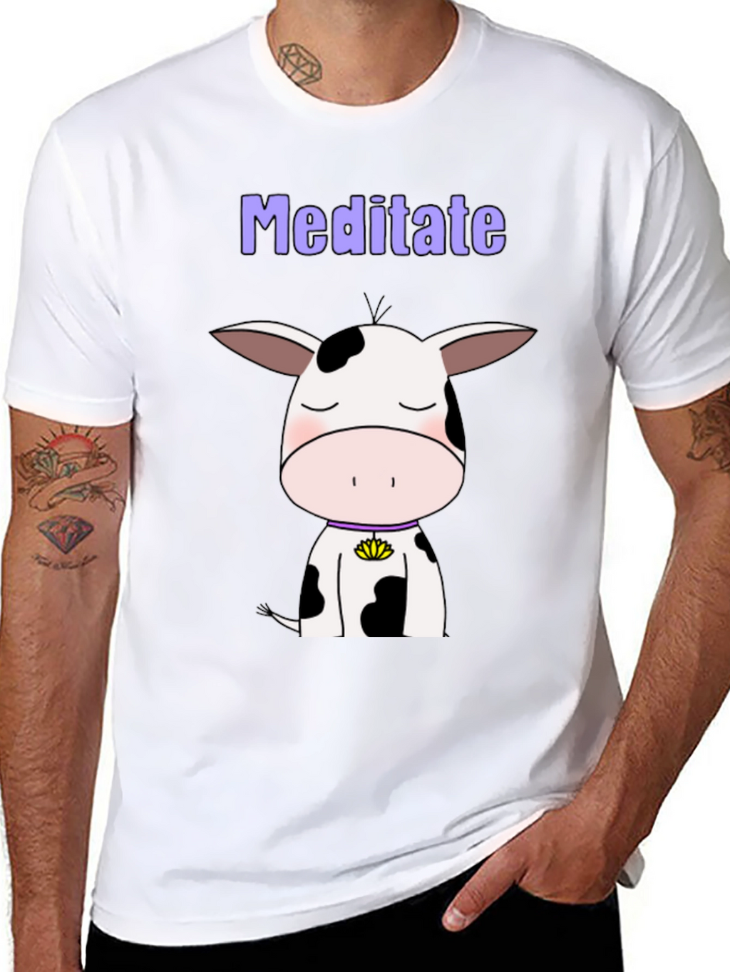 Meditate Cow T-Shirt - Zen Animal Tee