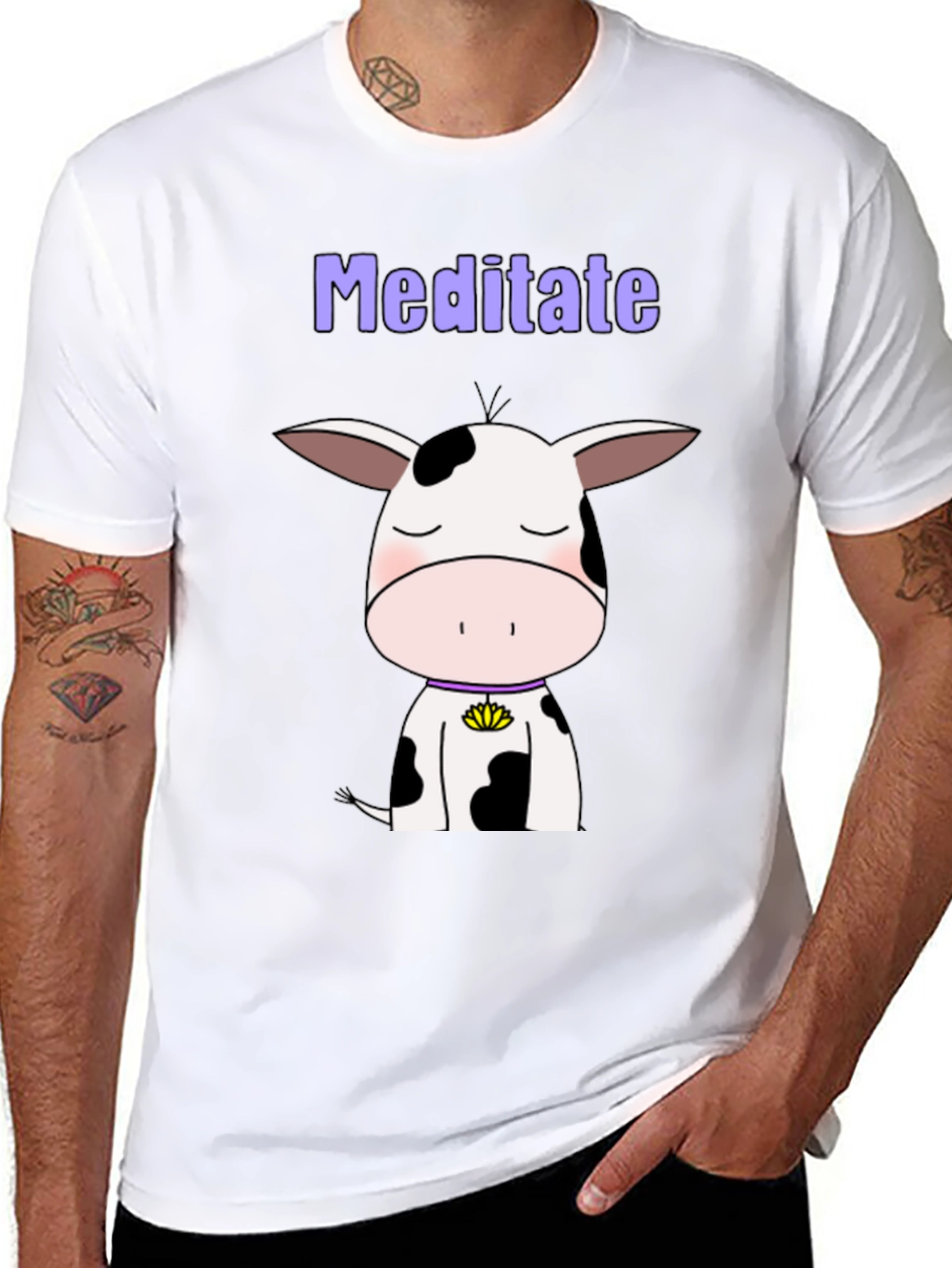 Meditate Cow T-Shirt - Zen Animal Tee