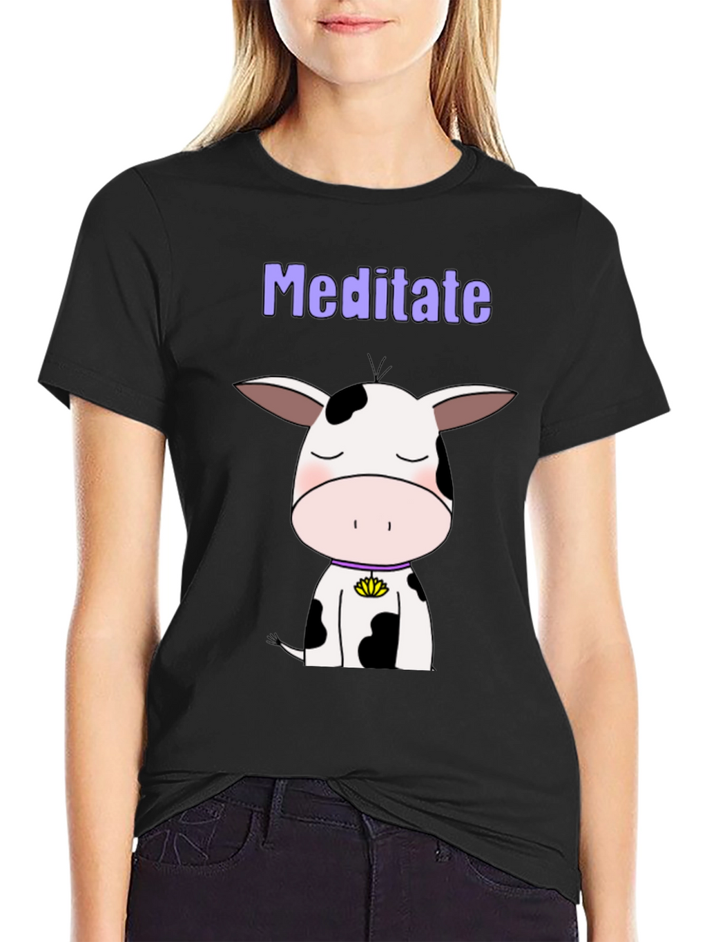 Meditate Cow T-Shirt - Zen Animal Tee