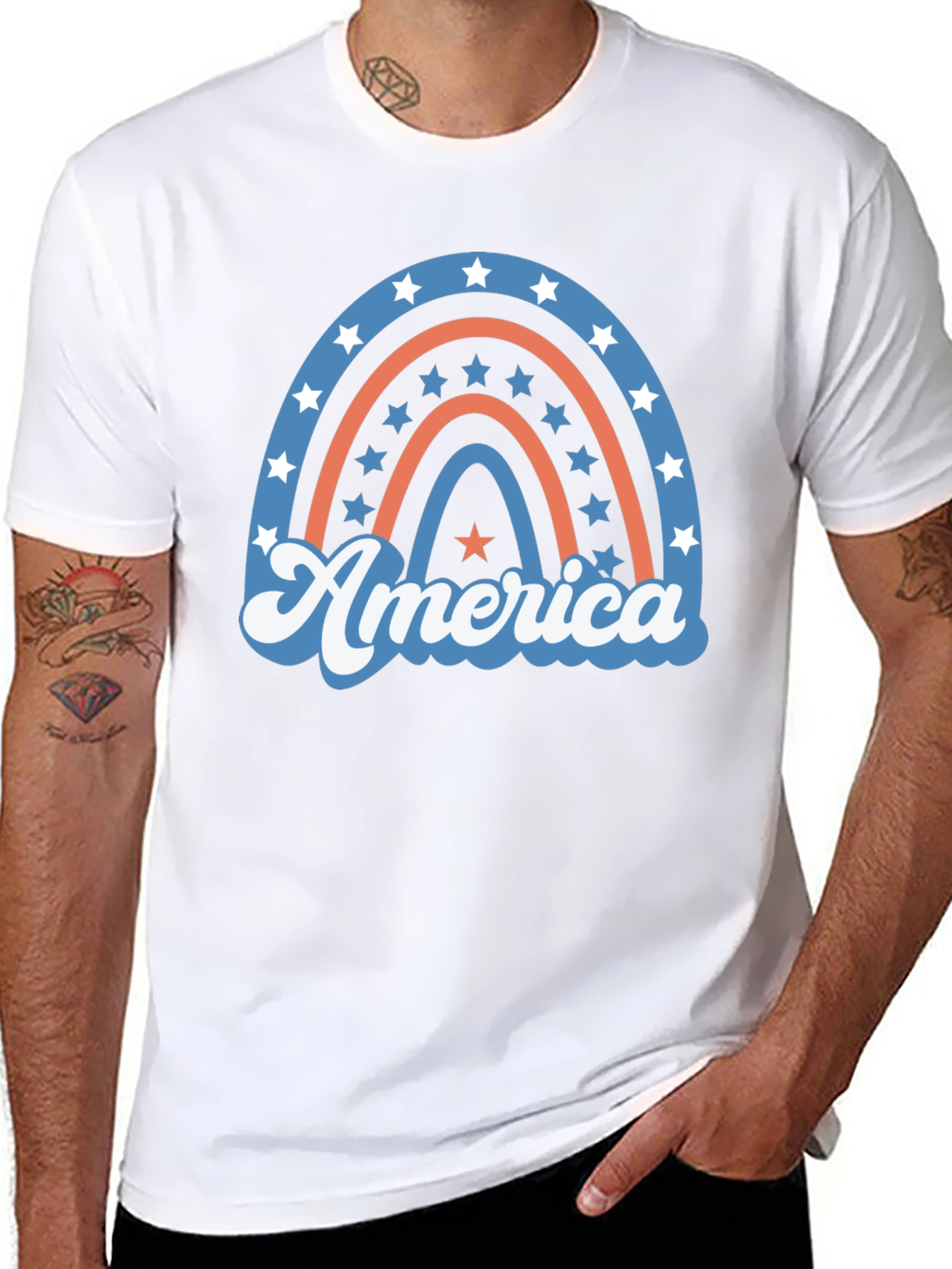 Patriotic America Rainbow Graphic T-Shirt