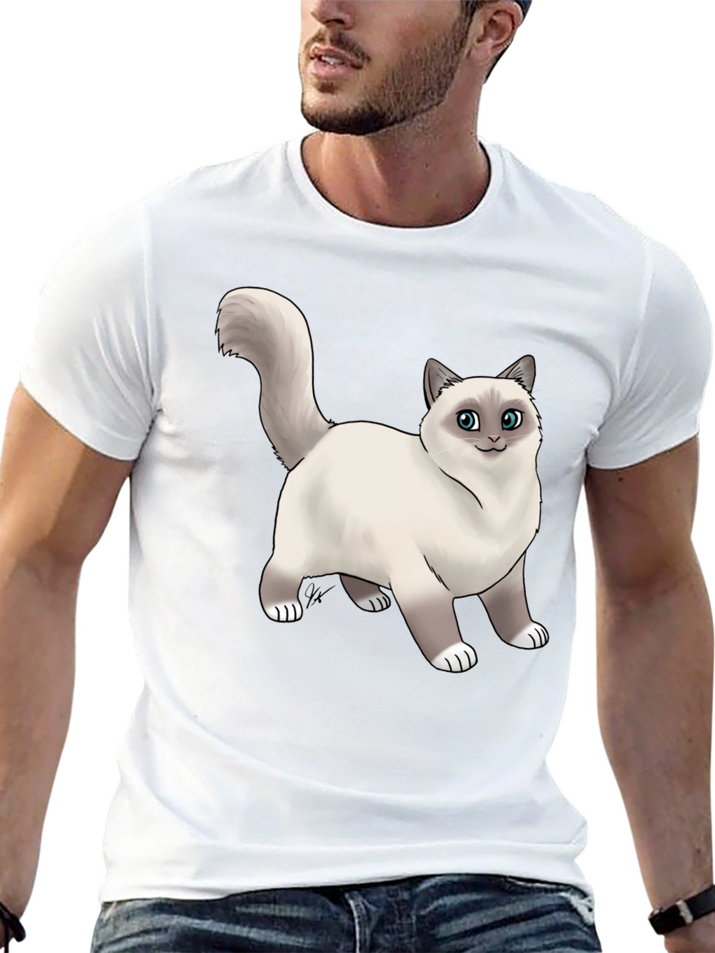 Cat Graphic Black T-Shirt - Novelty Tee
