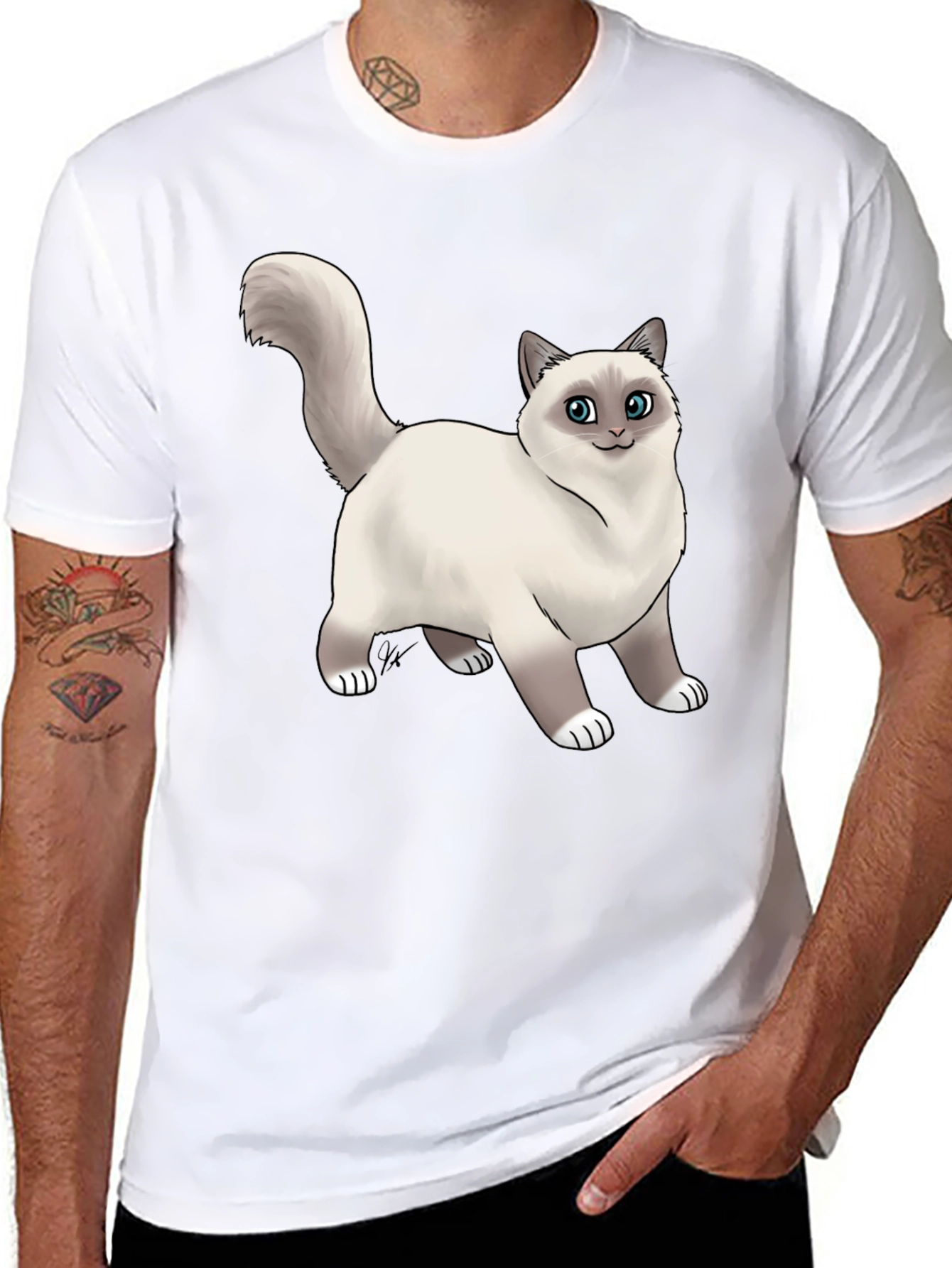 Cat Graphic Black T-Shirt - Novelty Tee