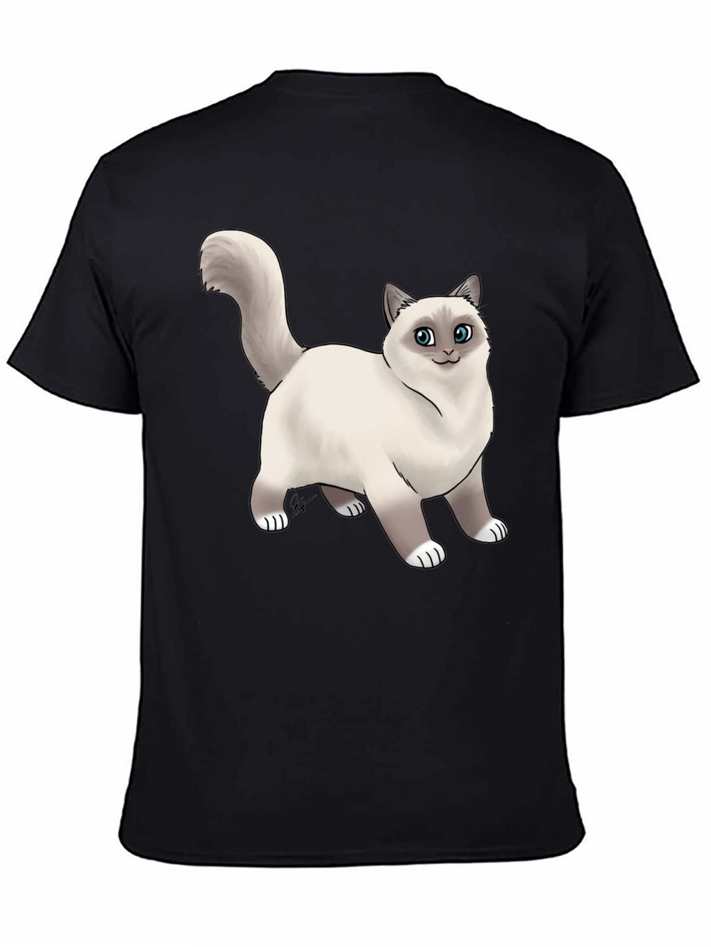 Cat Graphic Black T-Shirt - Novelty Tee