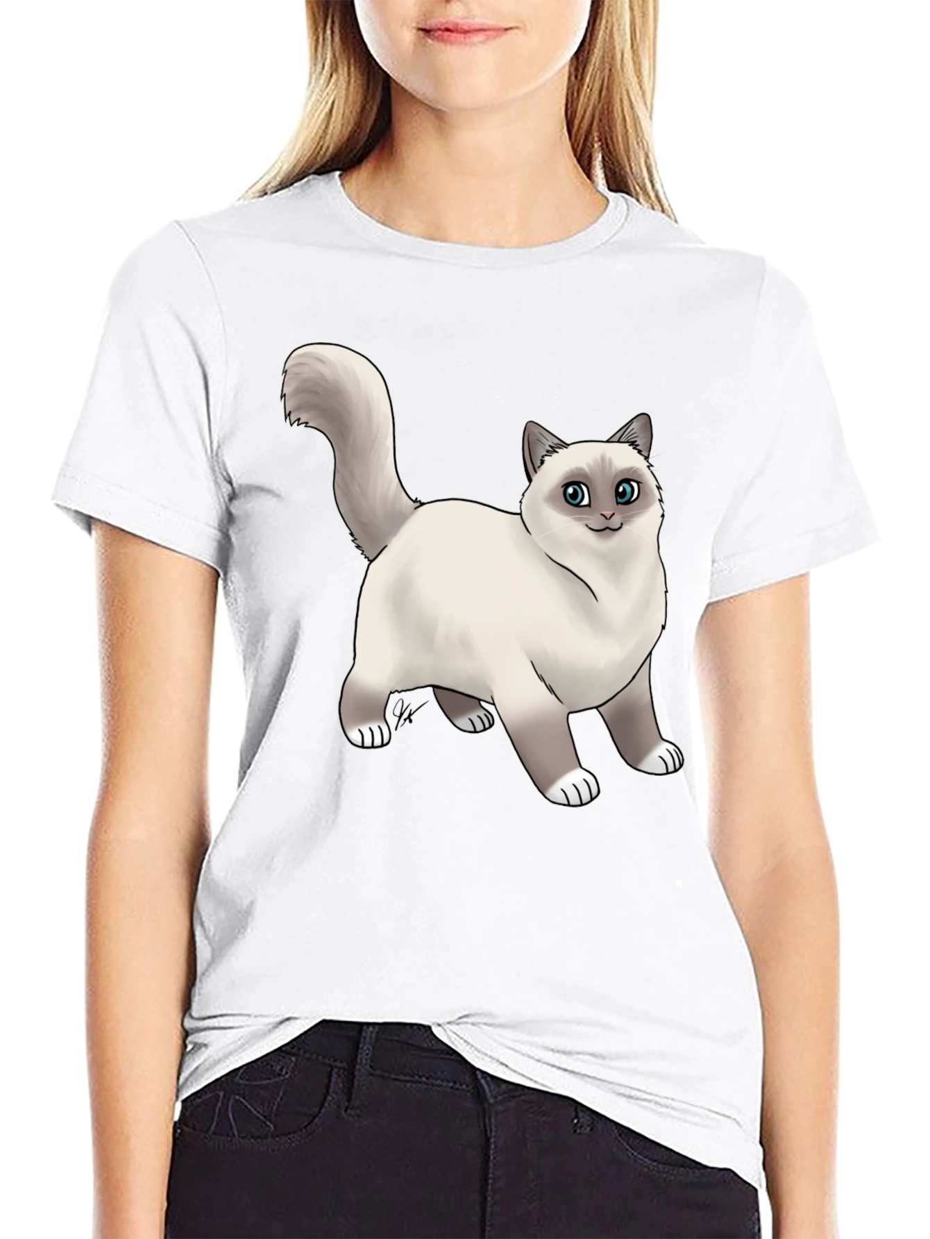 Cat Graphic Black T-Shirt - Novelty Tee