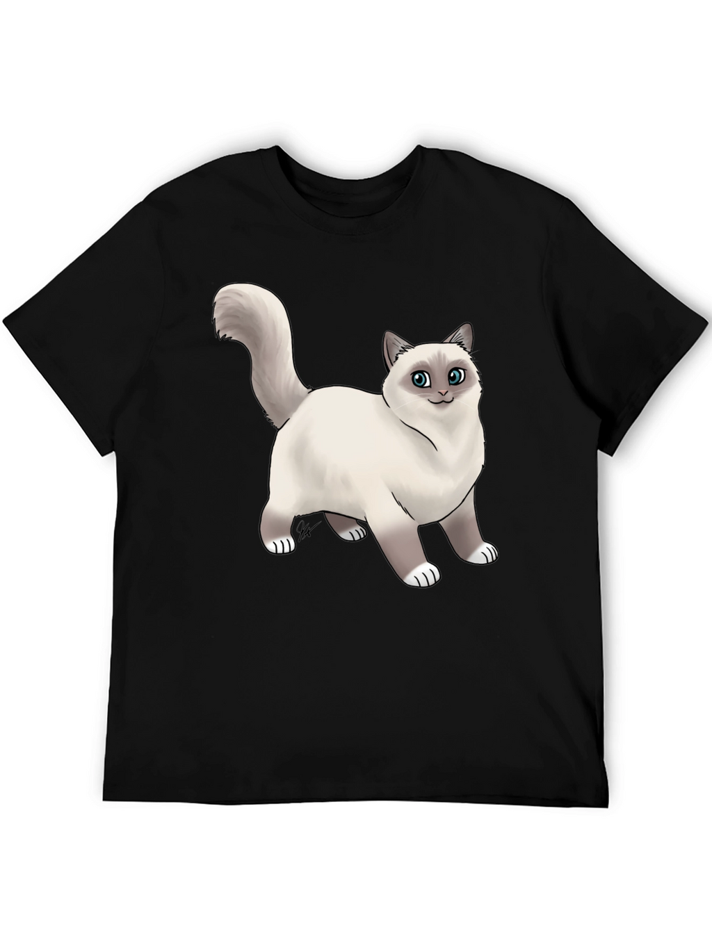 Cat Graphic Black T-Shirt - Novelty Tee