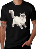 Cat Graphic Black T-Shirt - Novelty Tee