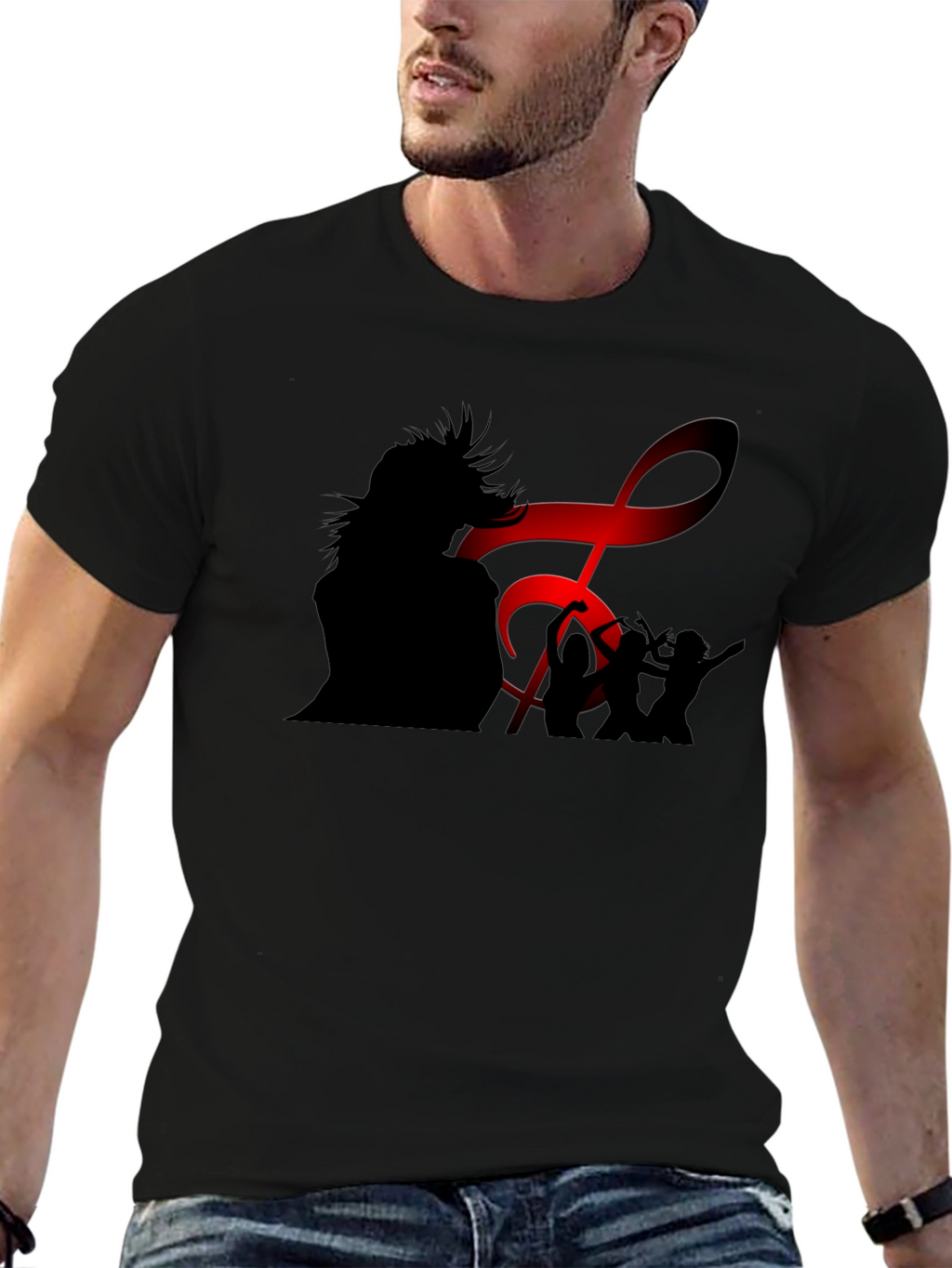 Silhouette Music Lover Black T-Shirt