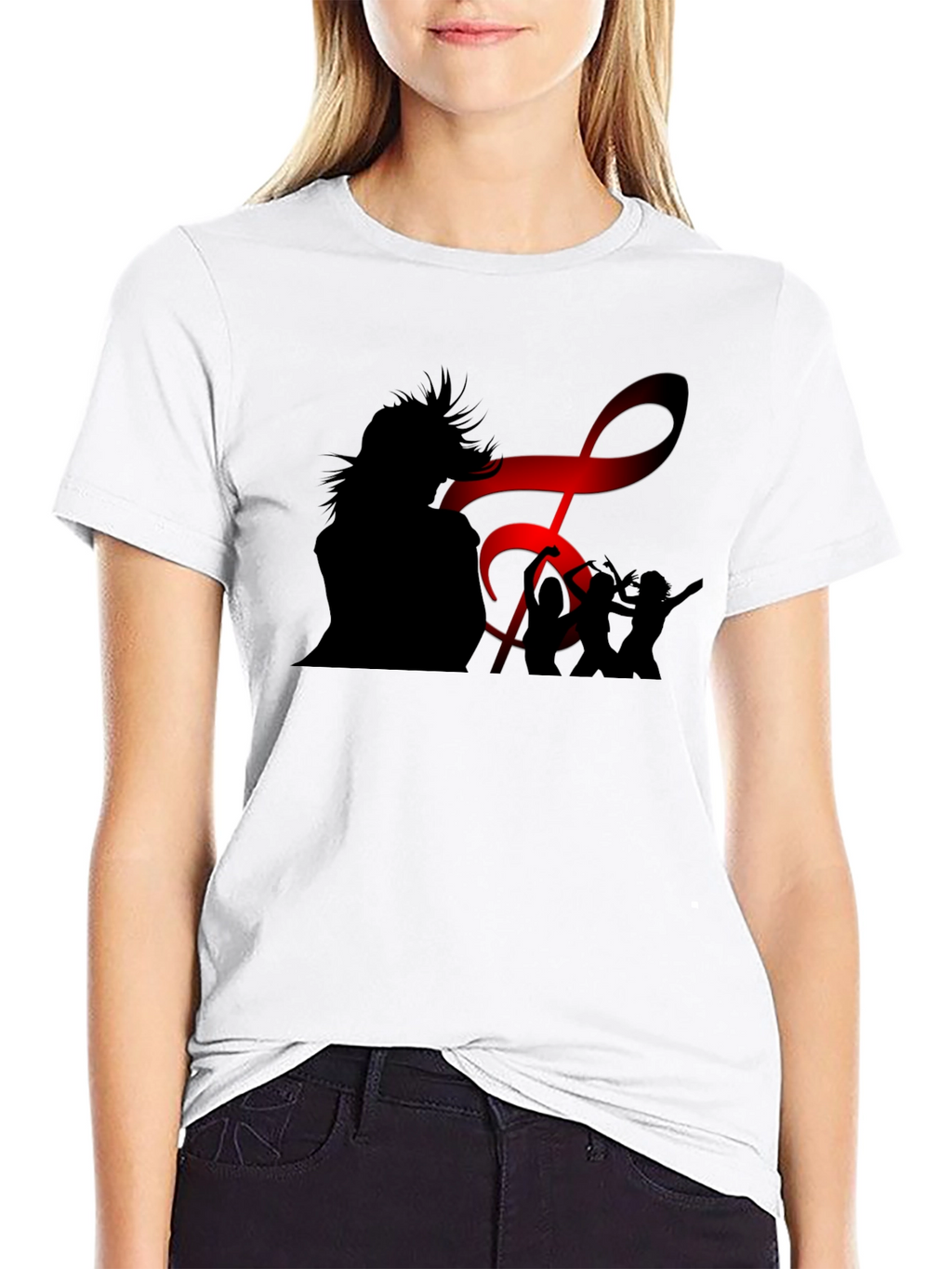 Silhouette Music Lover Black T-Shirt