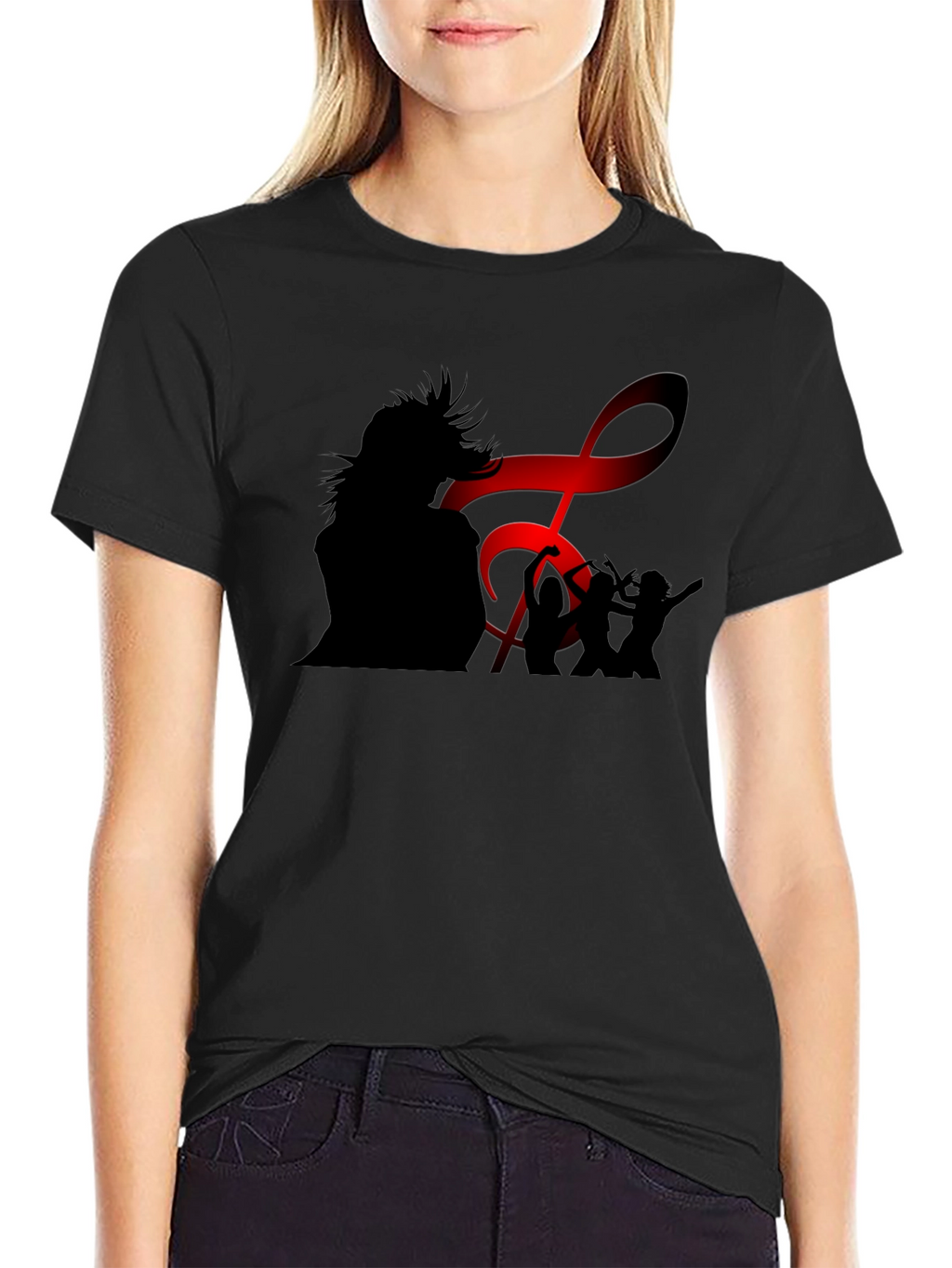 Silhouette Music Lover Black T-Shirt