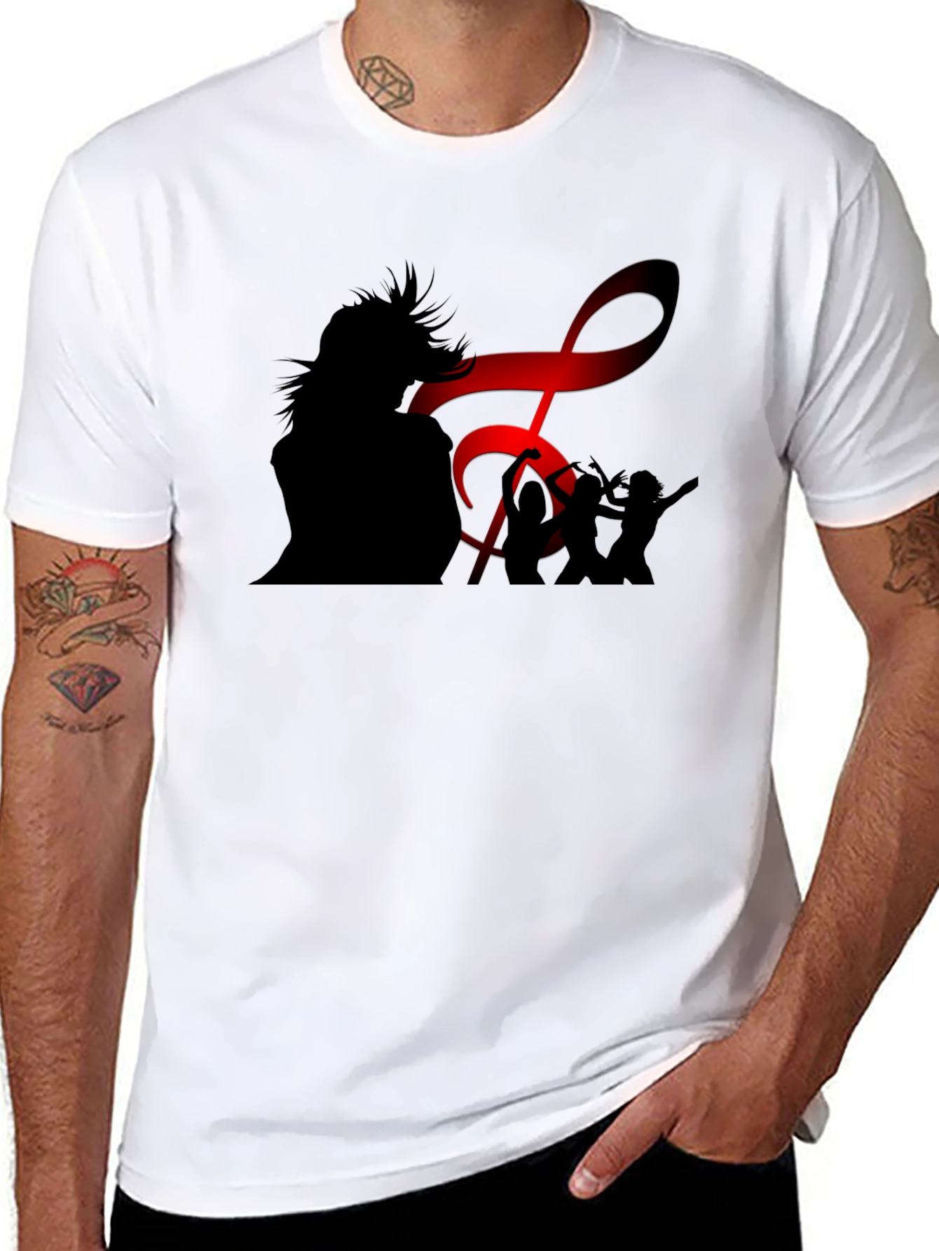 Silhouette Music Lover Black T-Shirt
