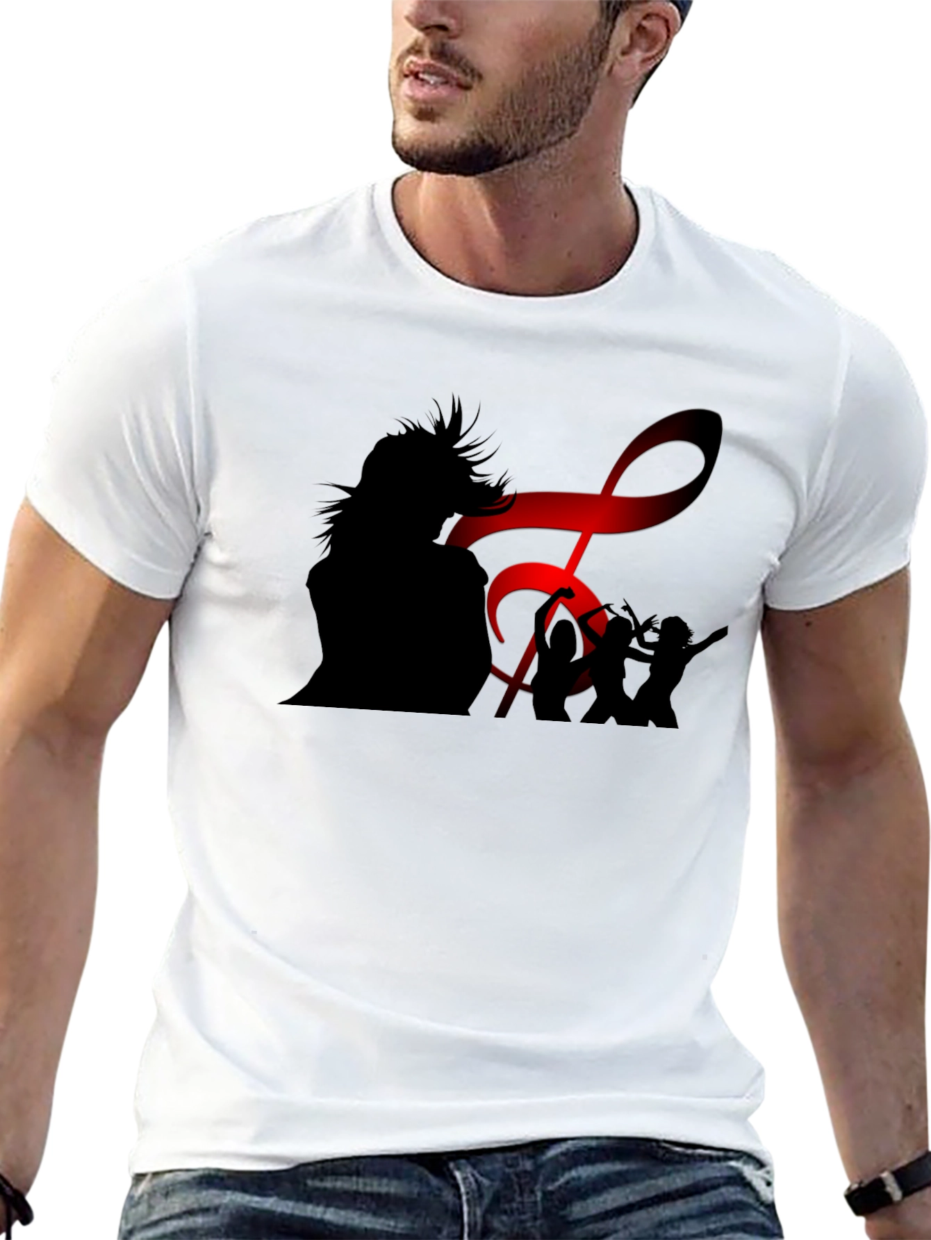 Silhouette Music Lover Black T-Shirt