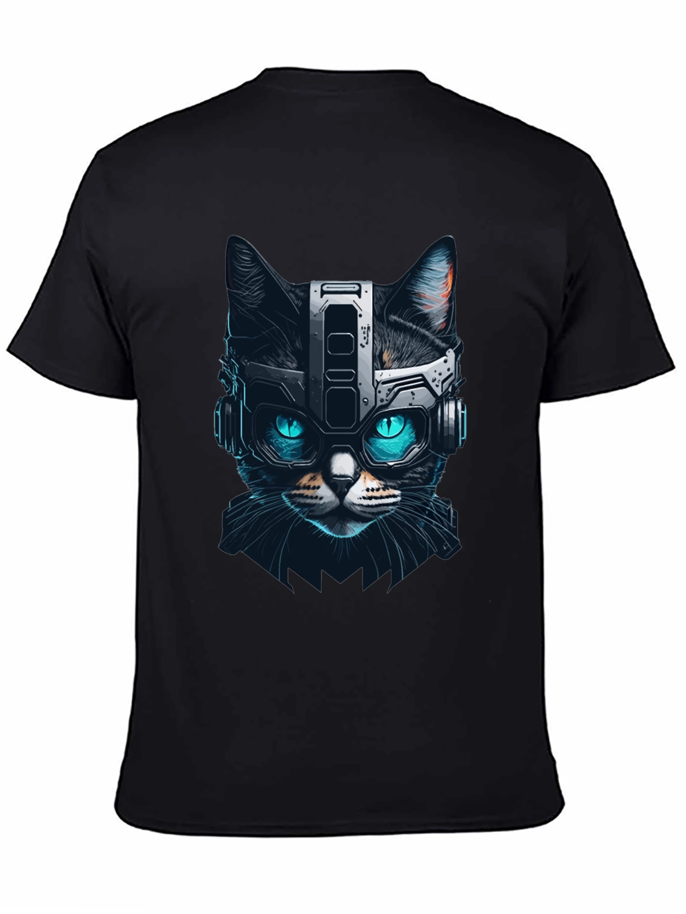 Cyber Cat T-Shirt - Futuristic Feline Design