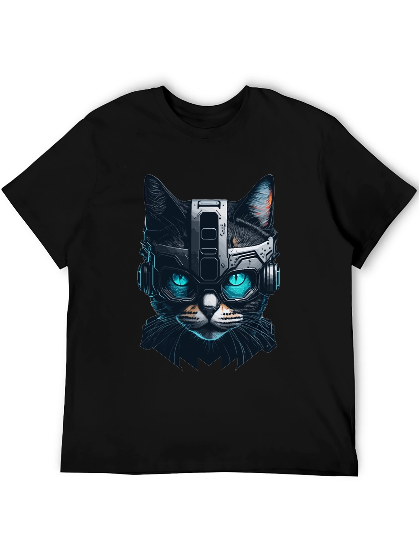 Cyber Cat T-Shirt - Futuristic Feline Design