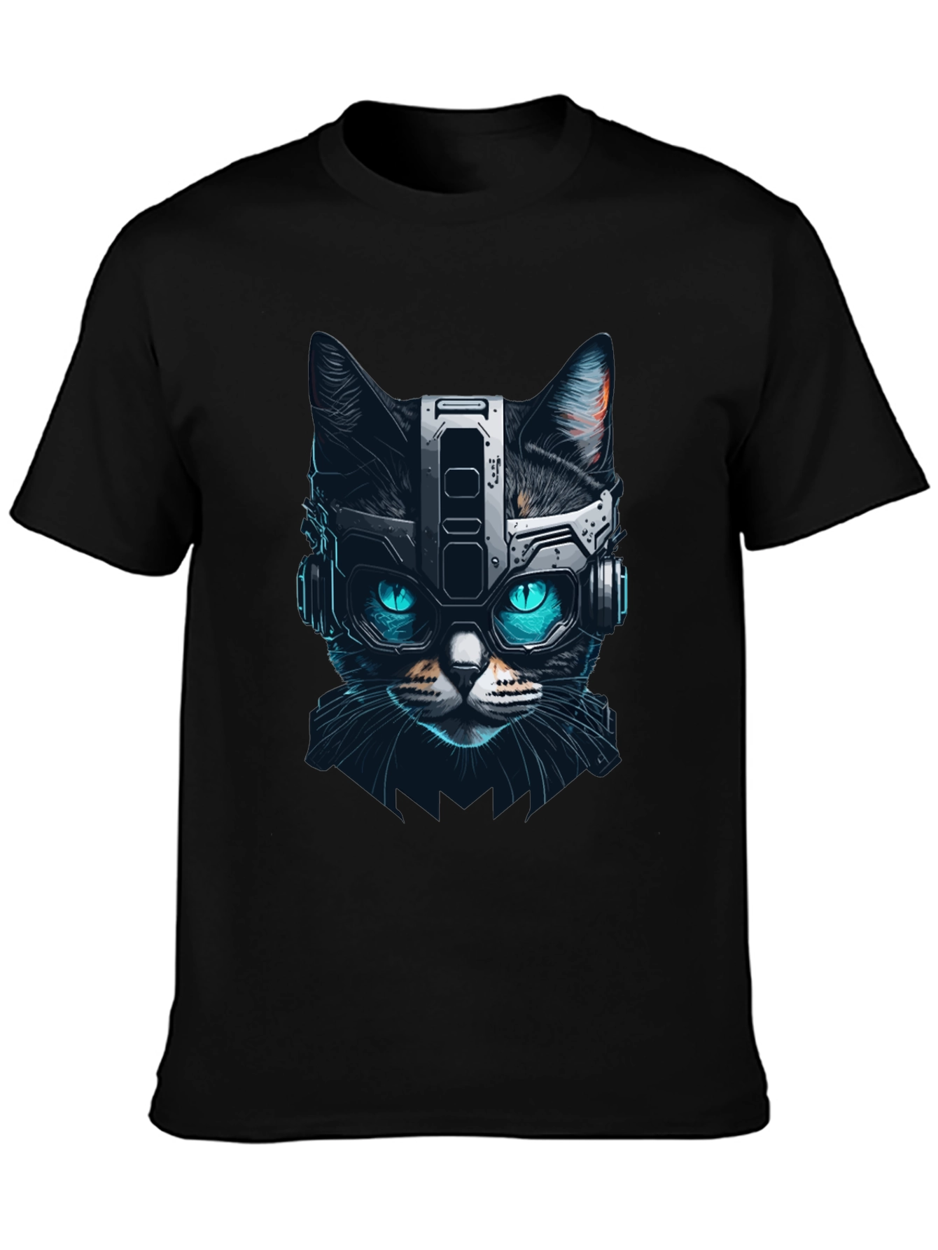 Cyber Cat T-Shirt - Futuristic Feline Design