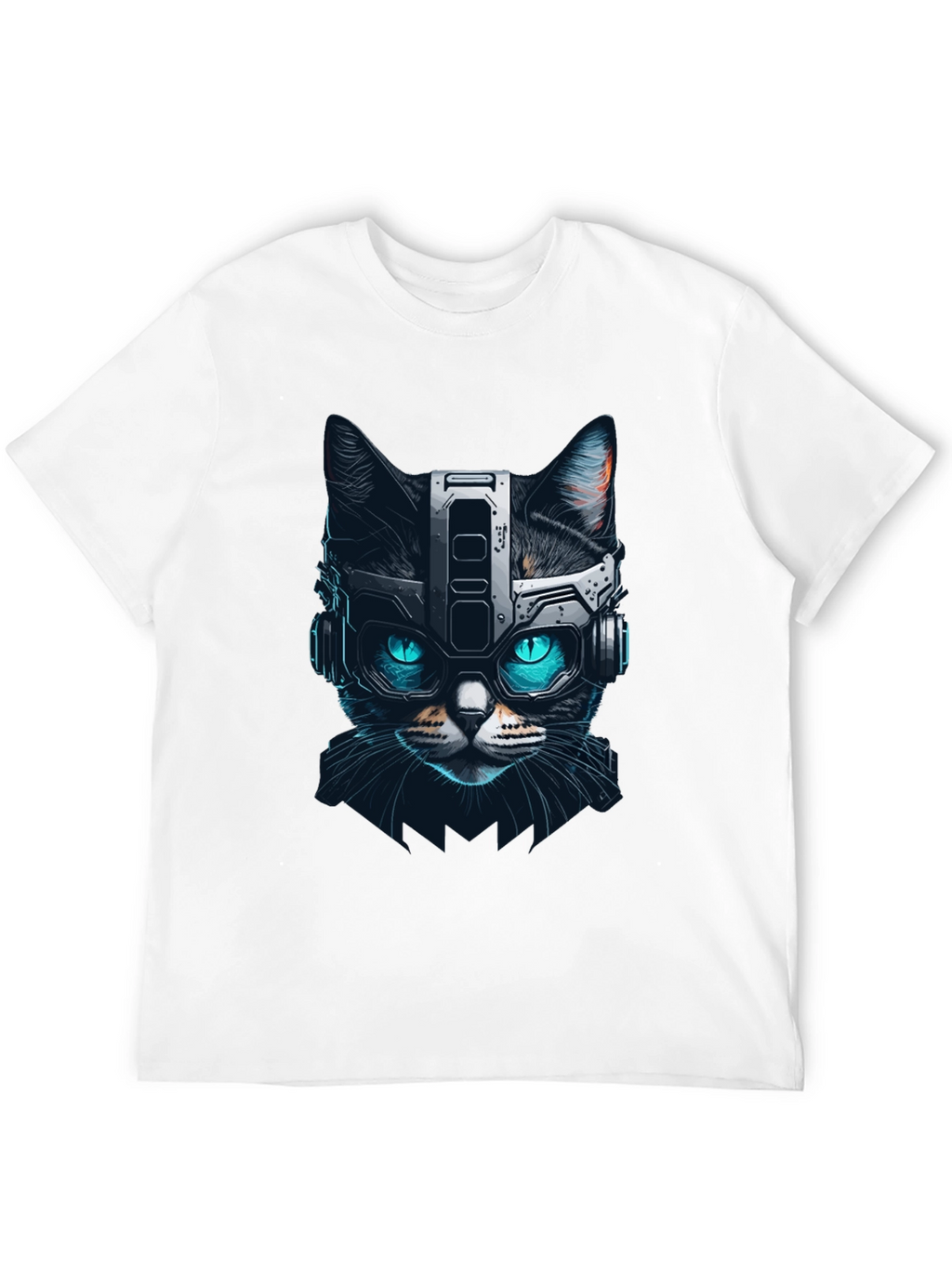 Cyber Cat T-Shirt - Futuristic Feline Design