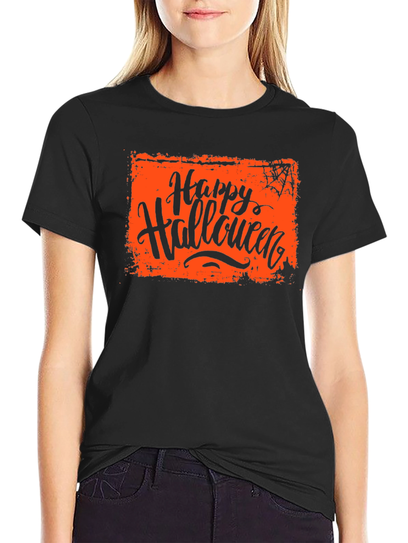 Happy Halloween Black Graphic T-Shirt