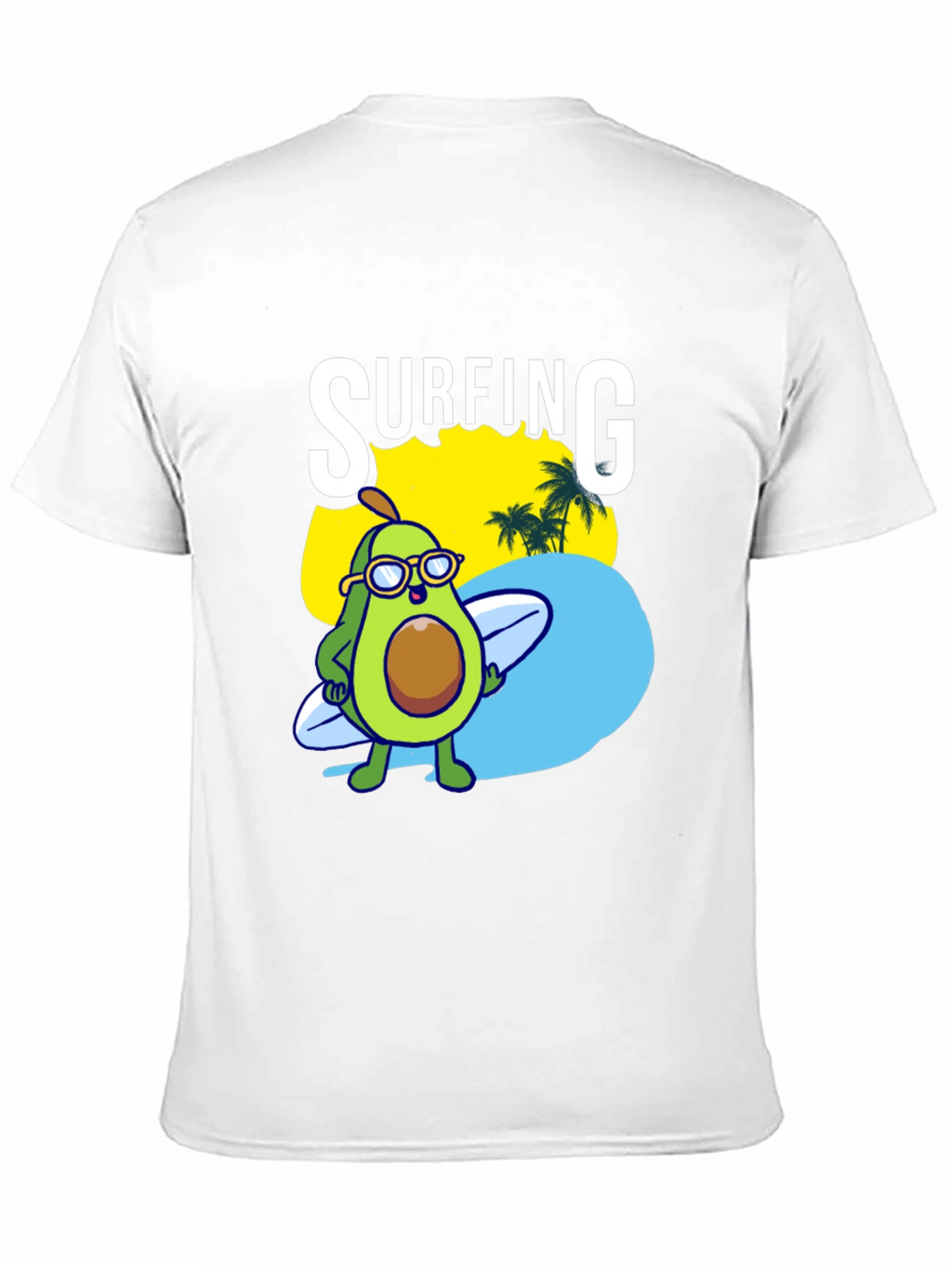 Surfing Avocado Graphic Tee - Black Cotton Shirt