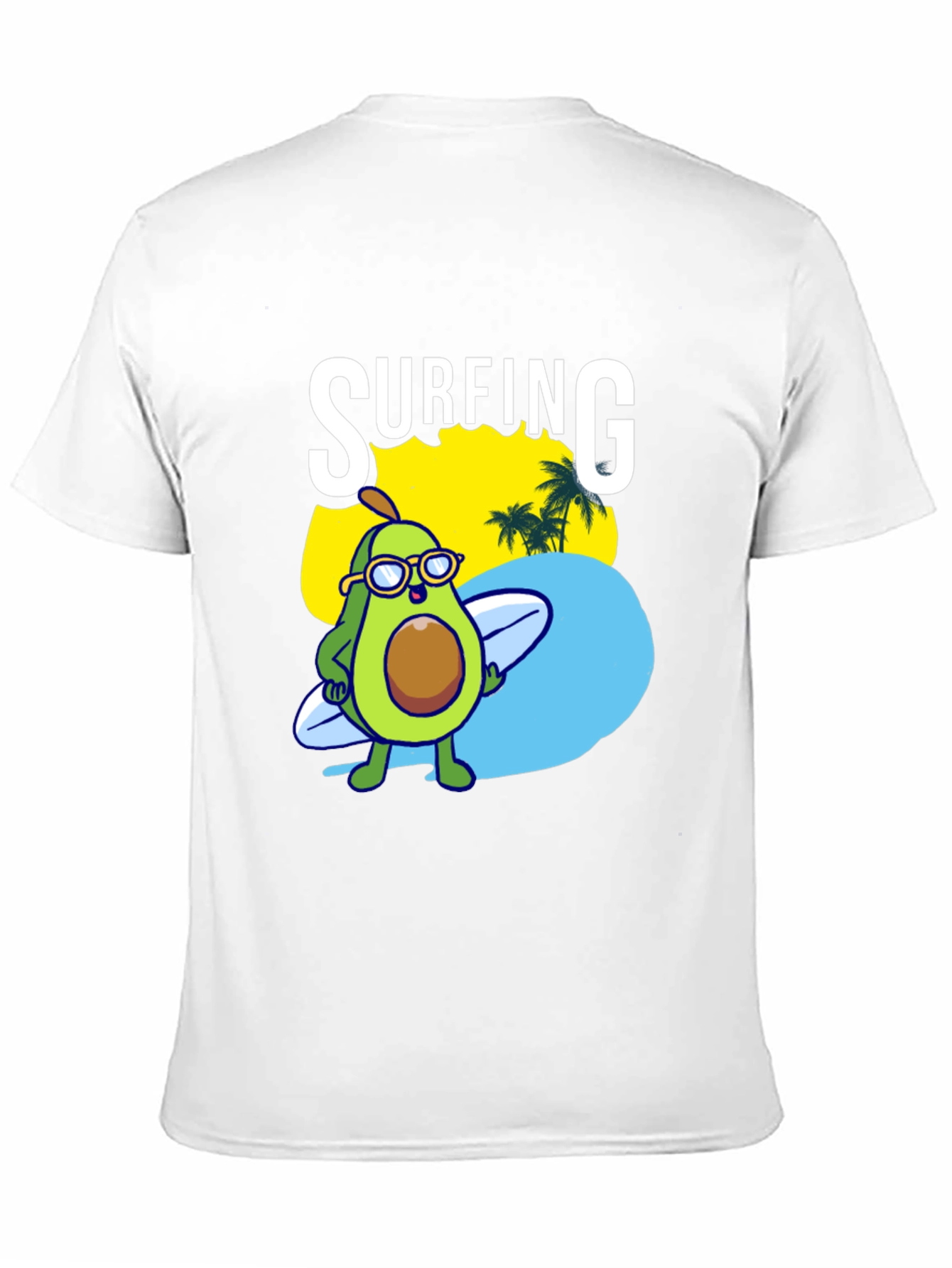 Surfing Avocado Graphic Tee - Black Cotton Shirt