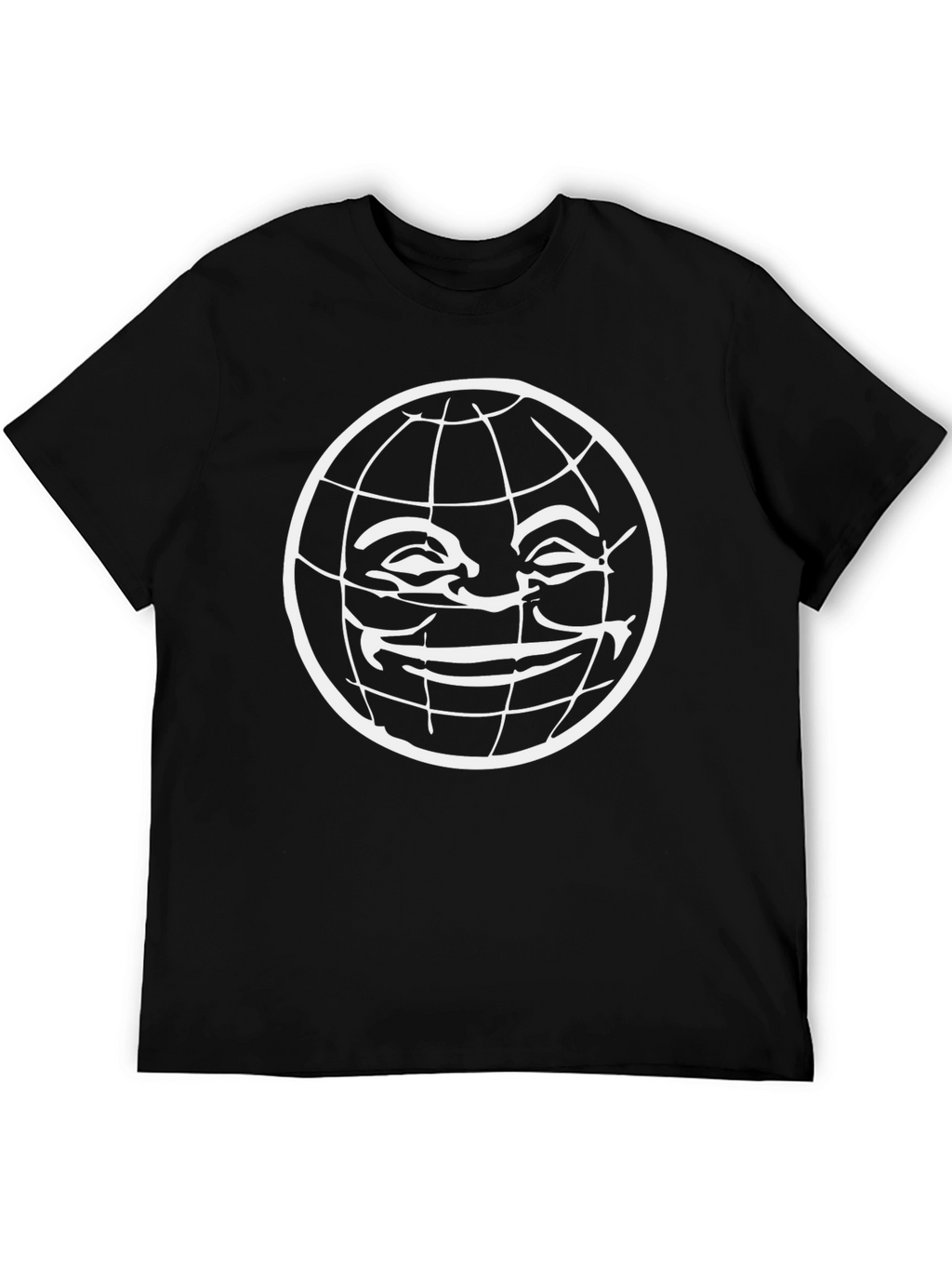 Black T-Shirt with Globe Graphic Print