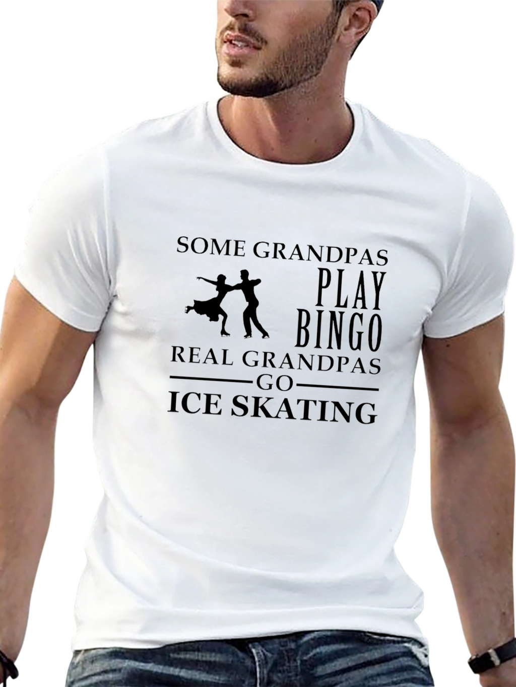 Grandpa Ice Skating T-Shirt - Novelty Gift Tee