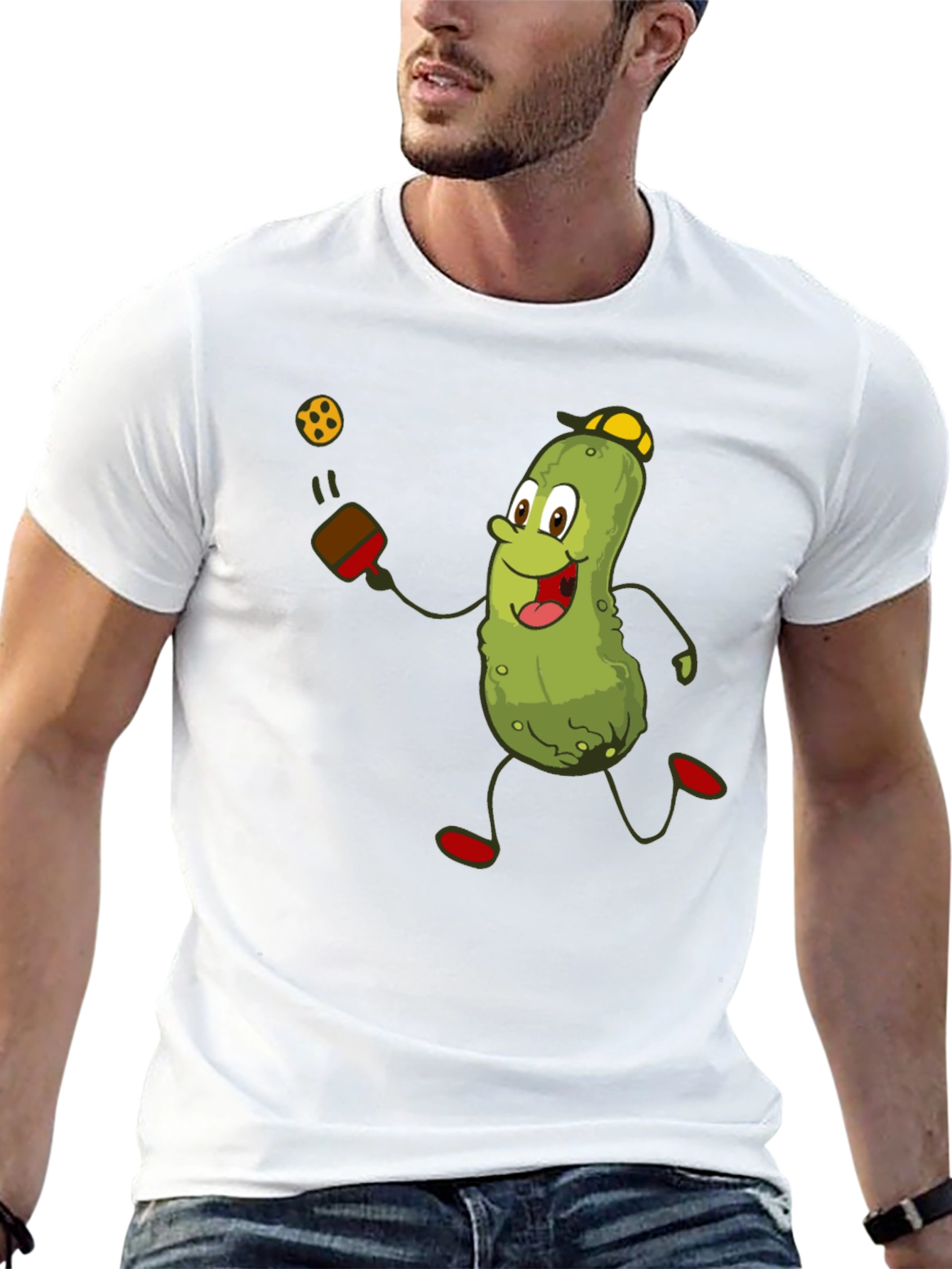 Pickleball Pickle T-Shirt - Funny Cartoon Player Tee