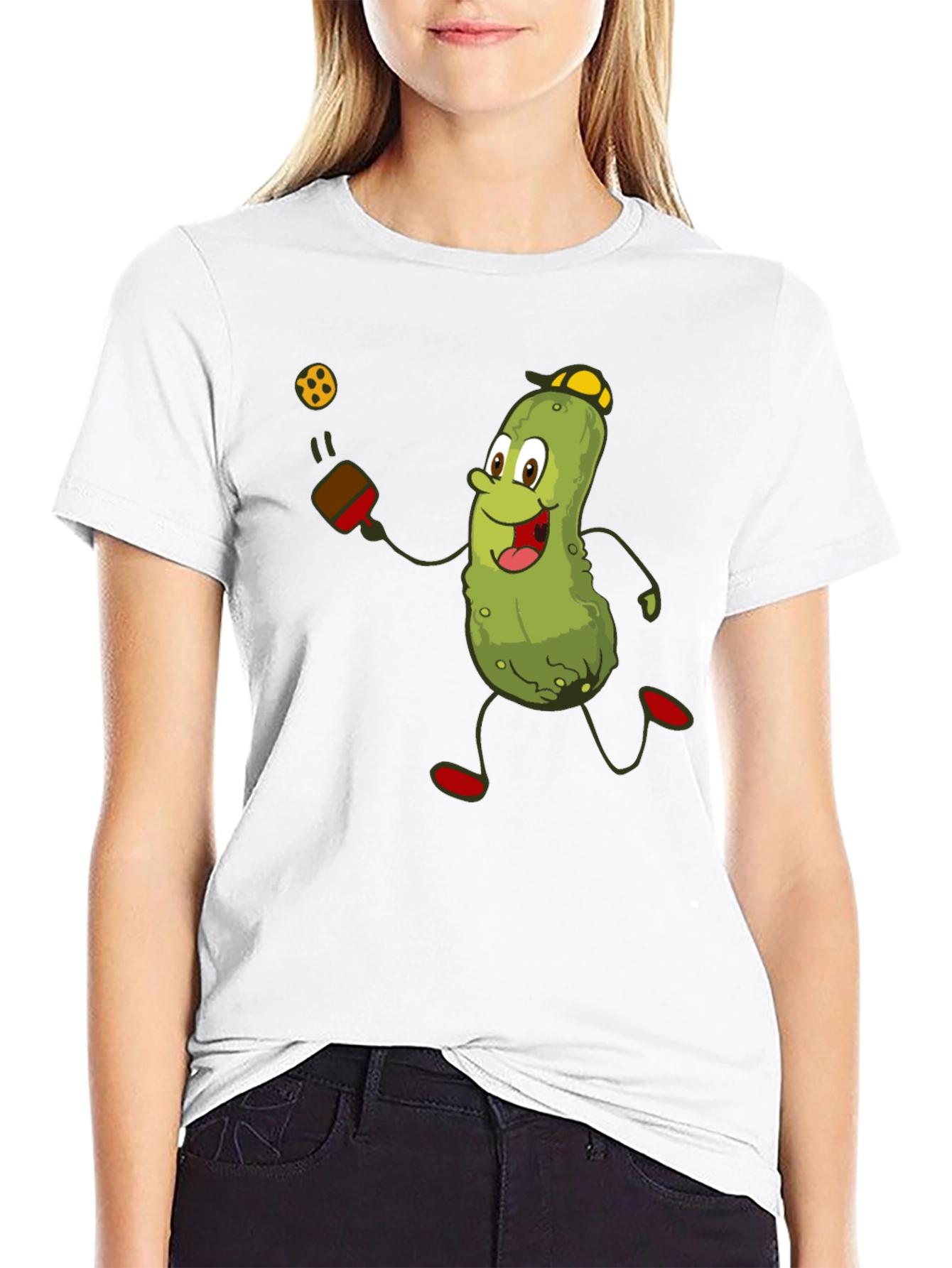 Pickleball Pickle T-Shirt - Funny Cartoon Player Tee