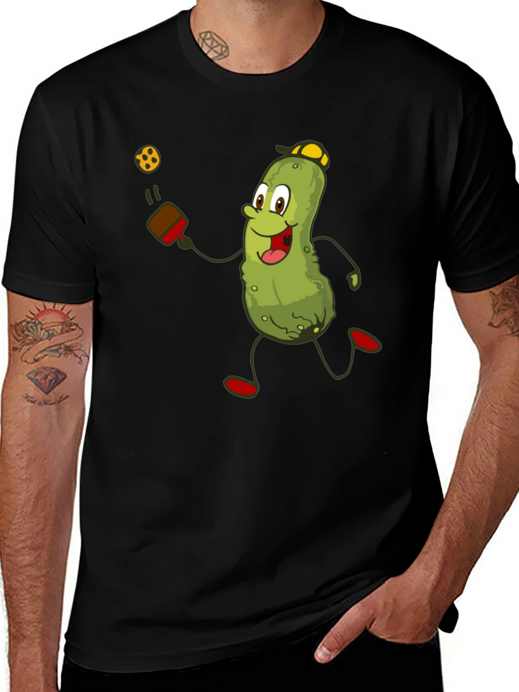 Pickleball Pickle T-Shirt - Funny Cartoon Player Tee