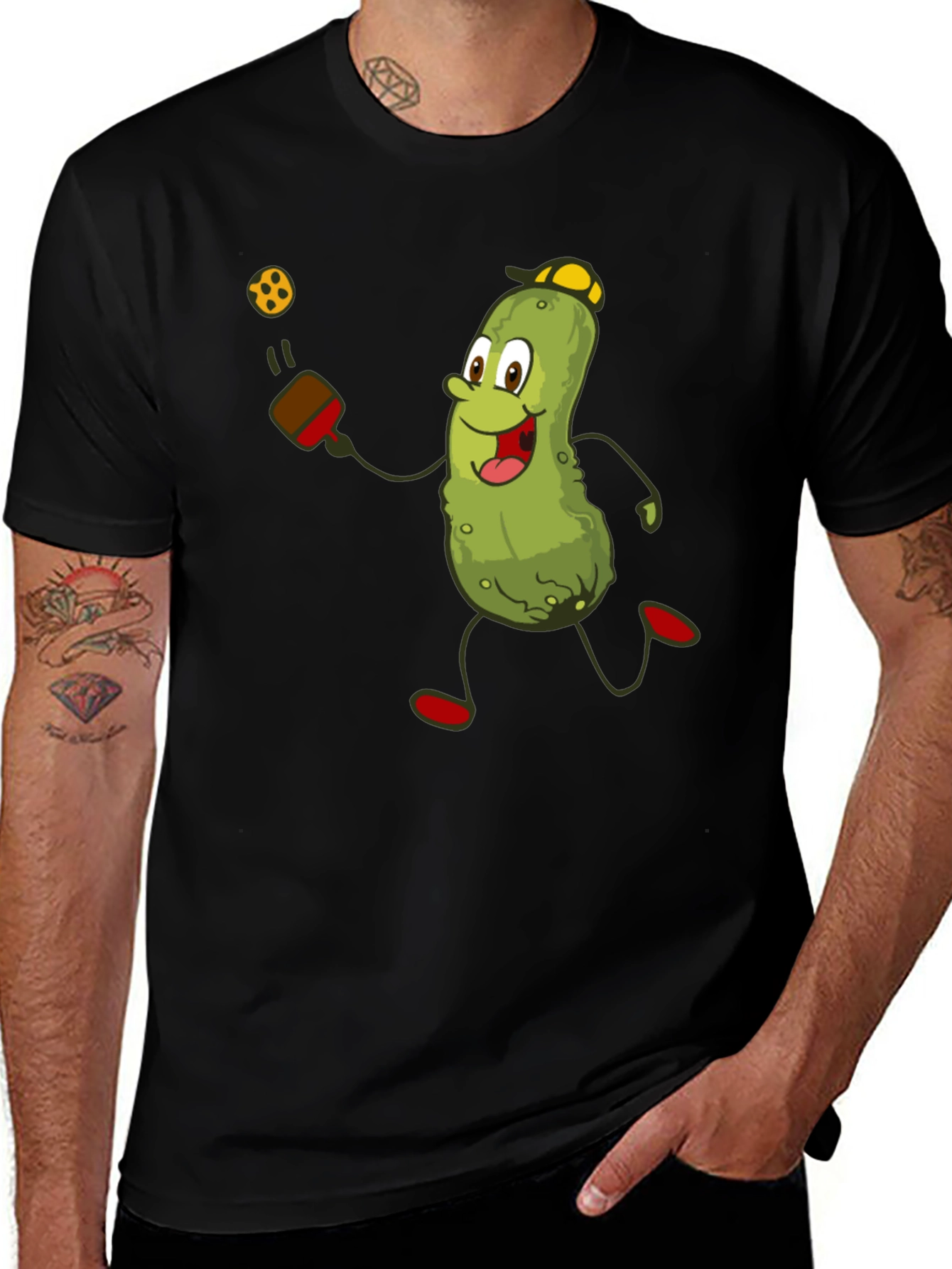 Pickleball Pickle T-Shirt - Funny Cartoon Player Tee