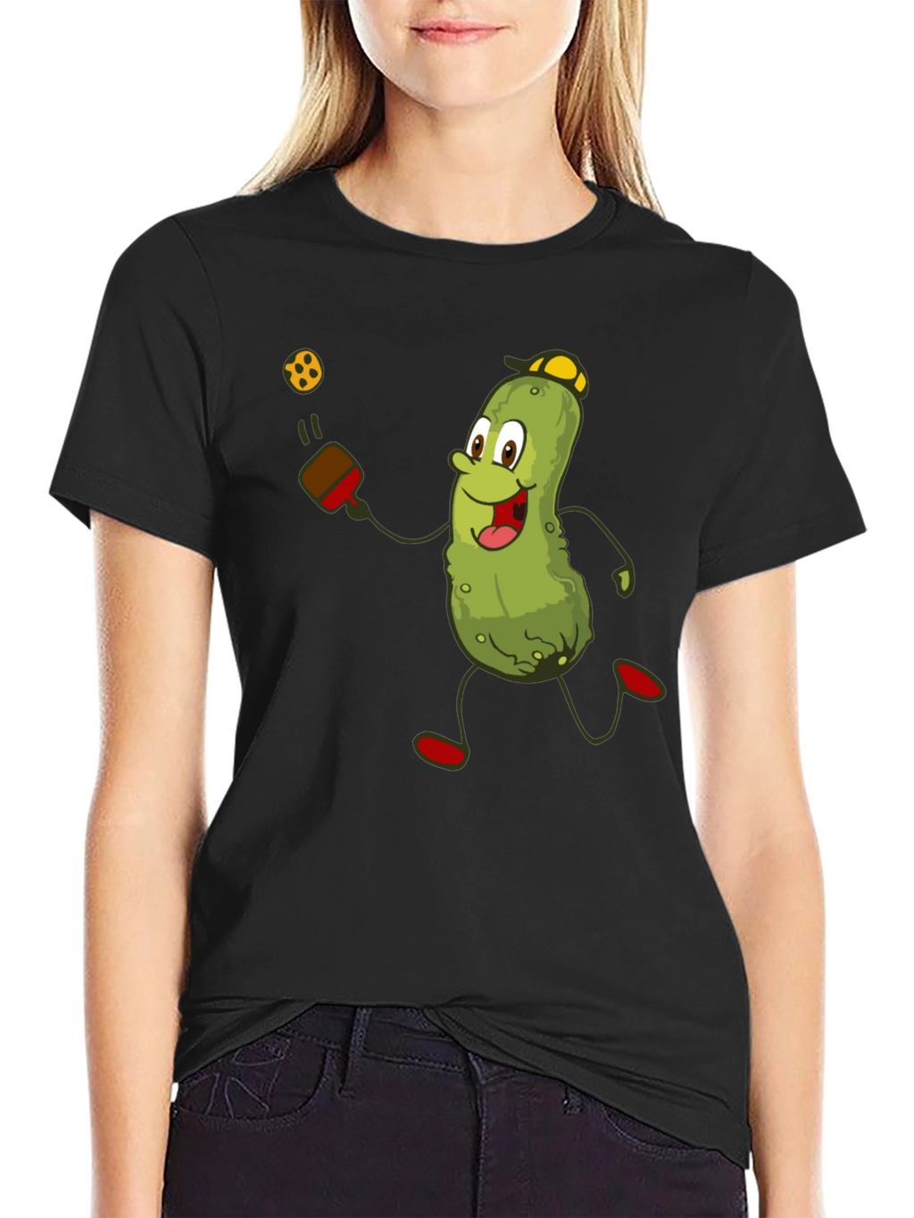 Pickleball Pickle T-Shirt - Funny Cartoon Player Tee