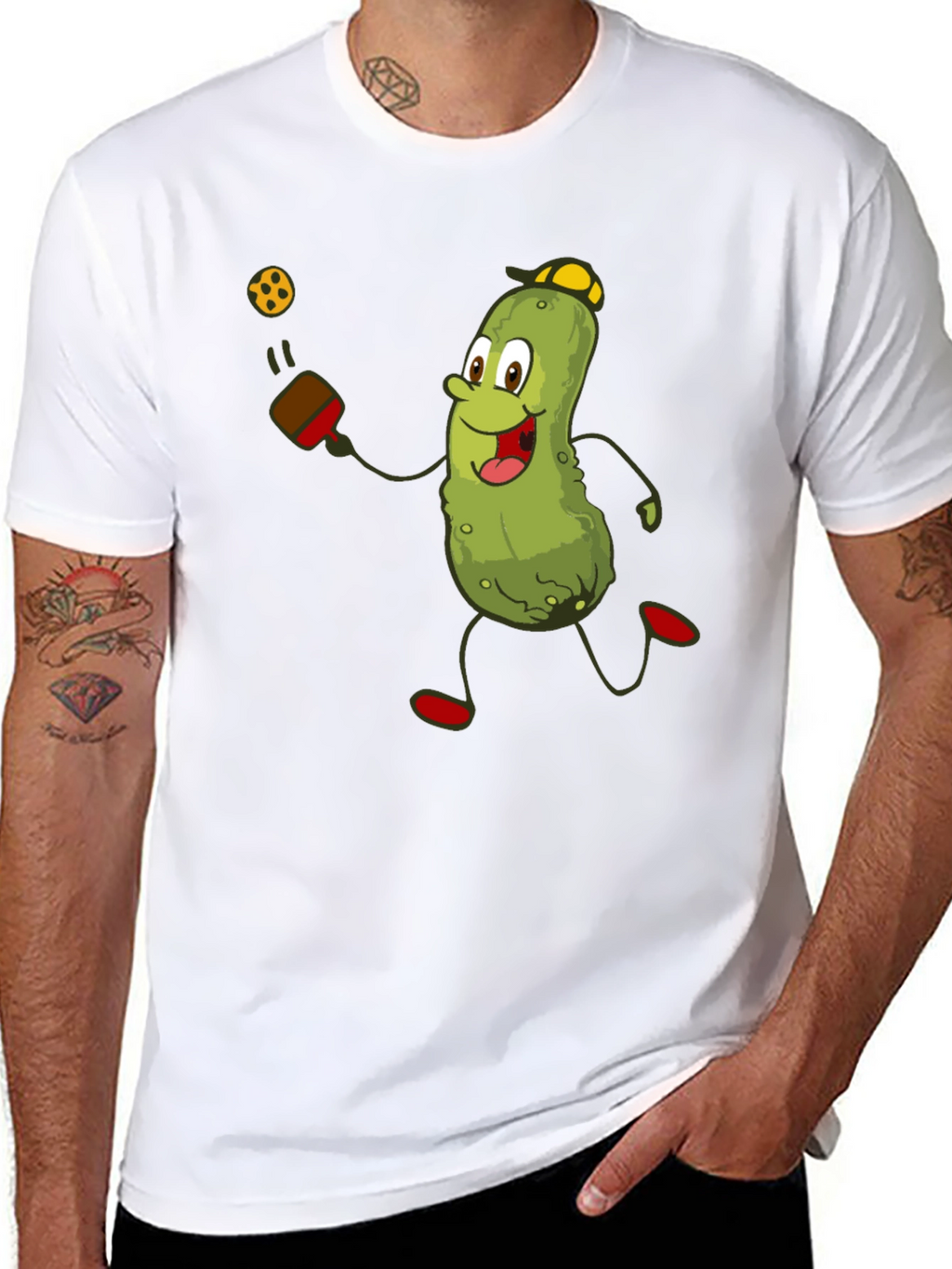 Pickleball Pickle T-Shirt - Funny Cartoon Player Tee