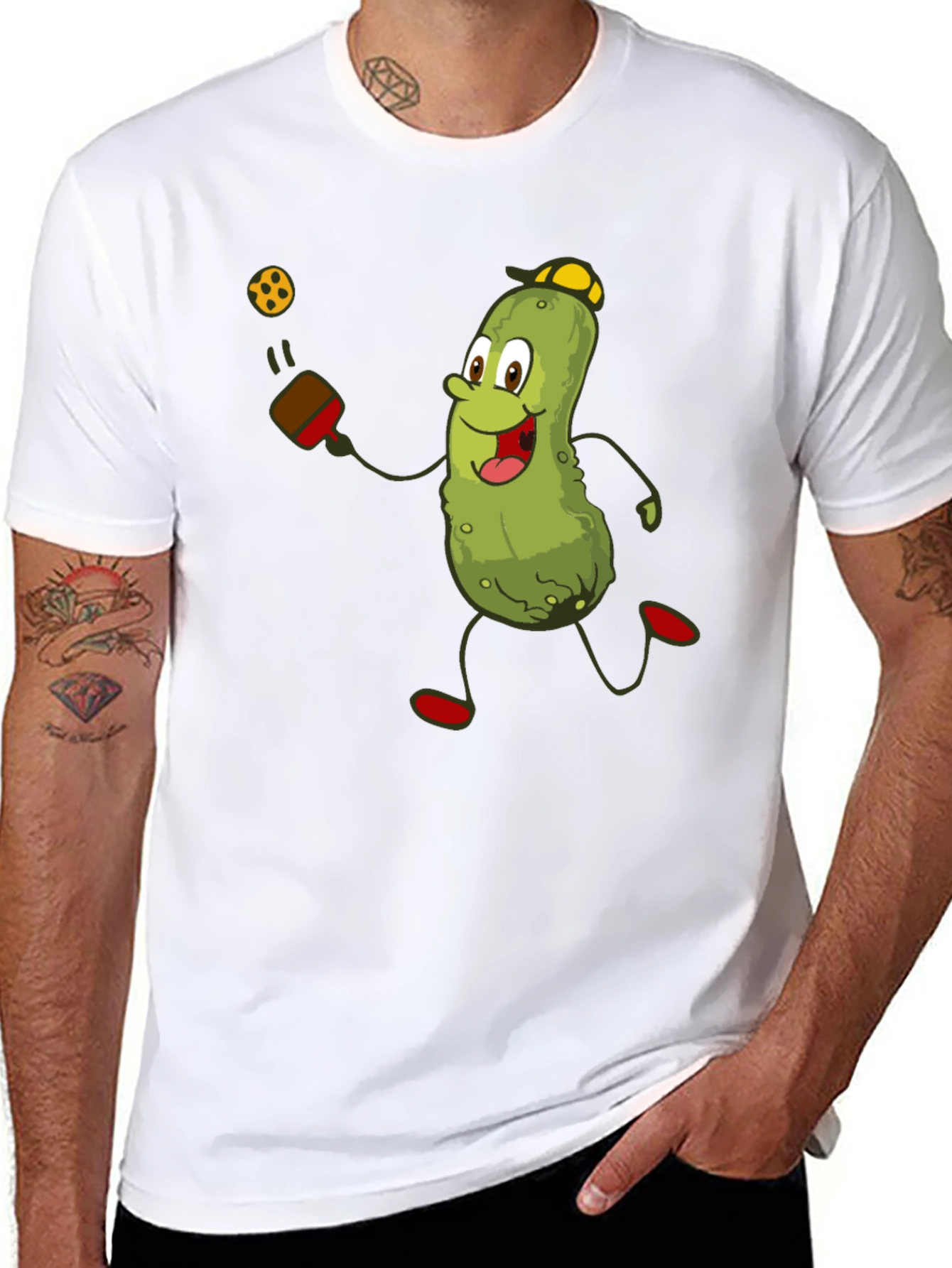 Pickleball Pickle T-Shirt - Funny Cartoon Player Tee