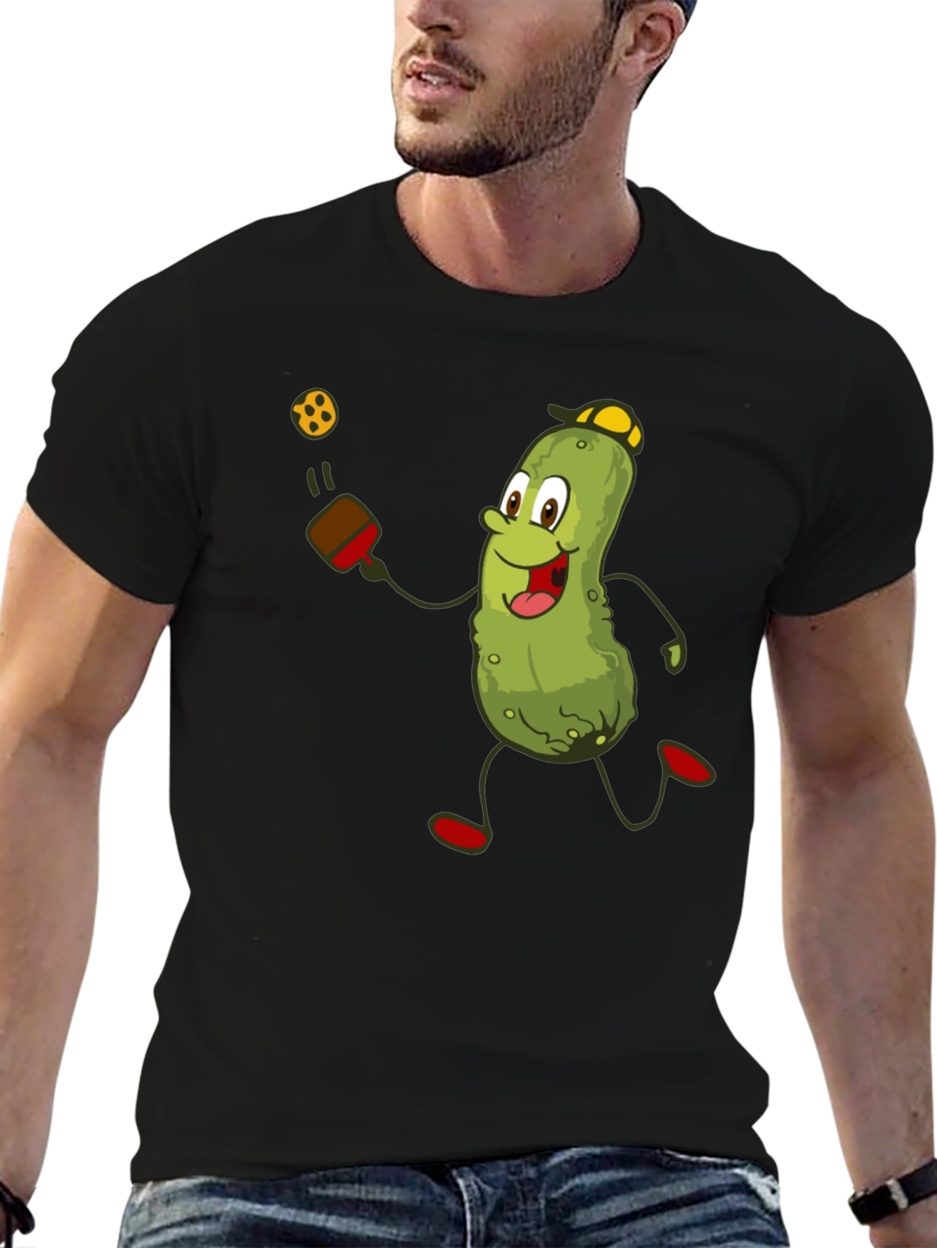 Pickleball Pickle T-Shirt - Funny Cartoon Player Tee